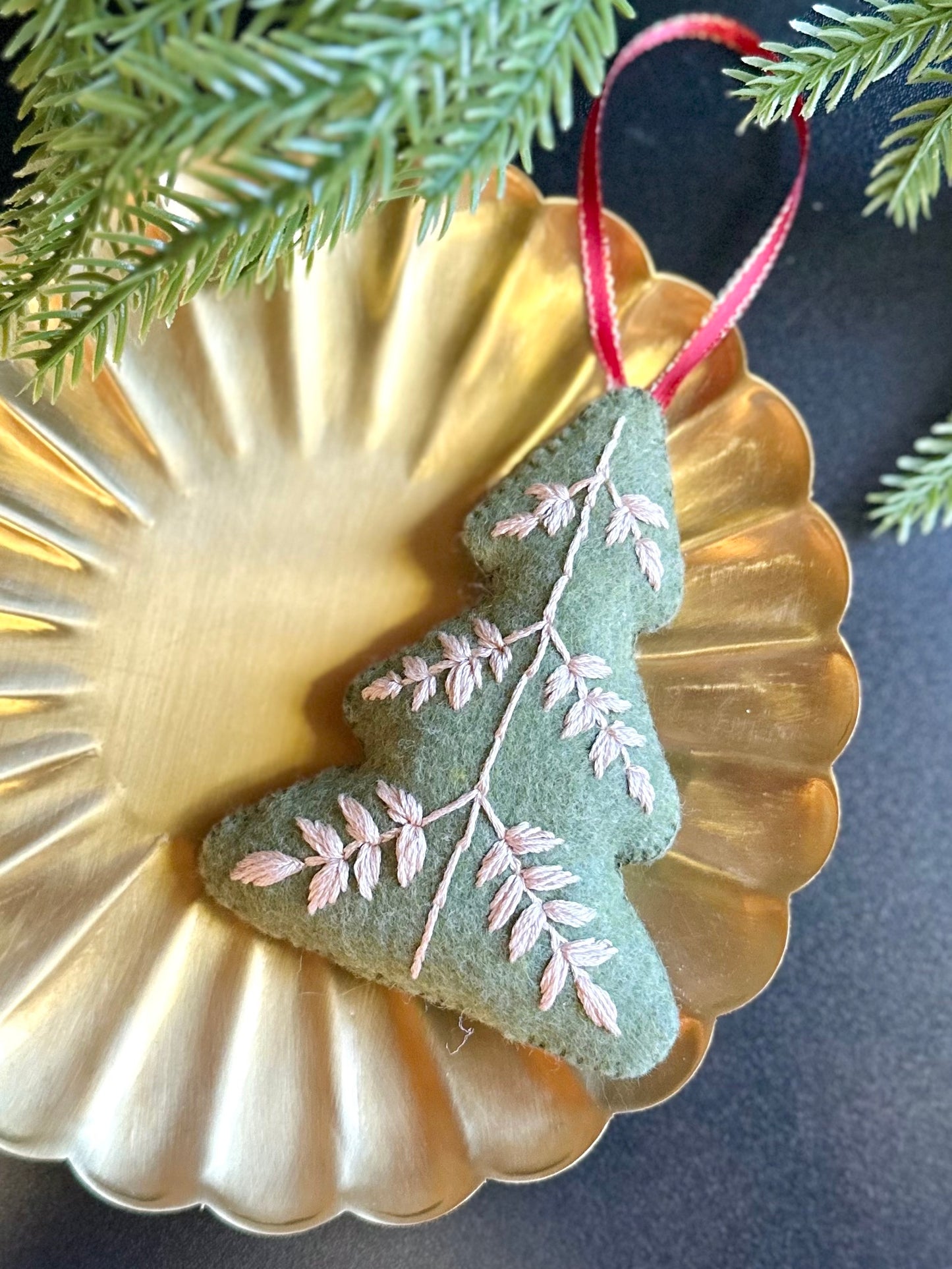 Embroidered Tree Felt Ornament by Brittany Montour