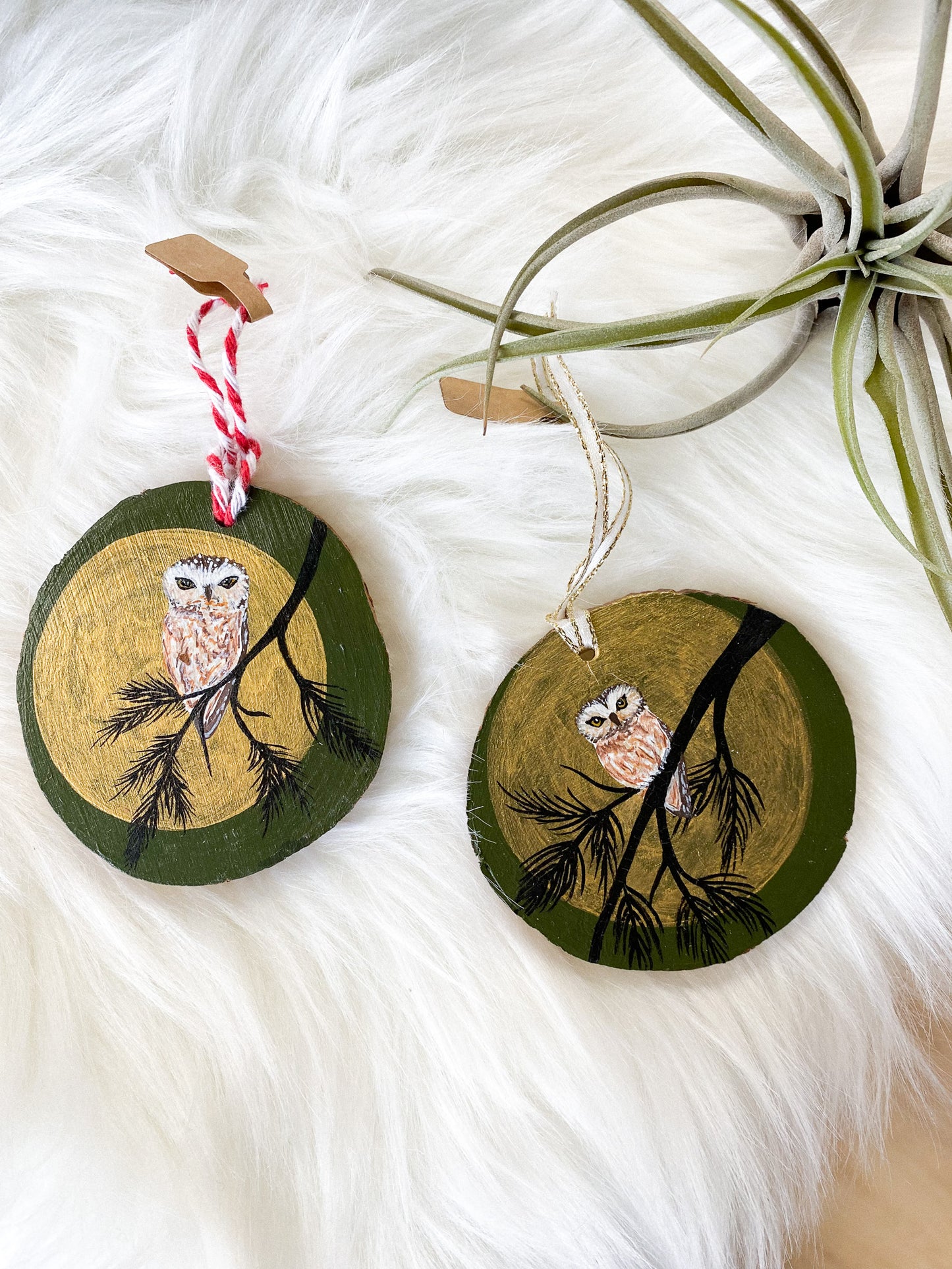 Moonlight Owl Hand-Painted Ornament by Brittany Montour