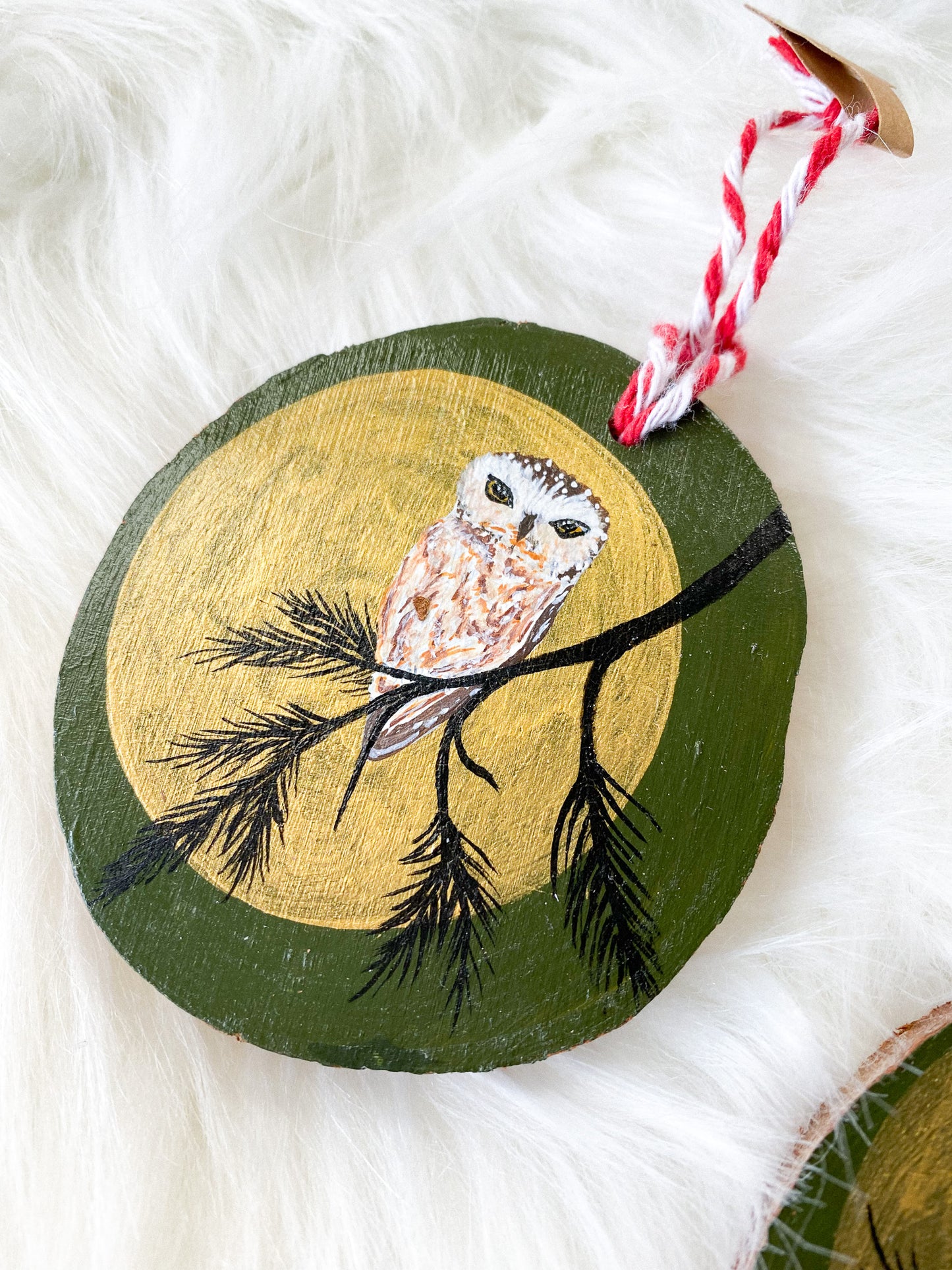 Moonlight Owl Hand-Painted Ornament by Brittany Montour