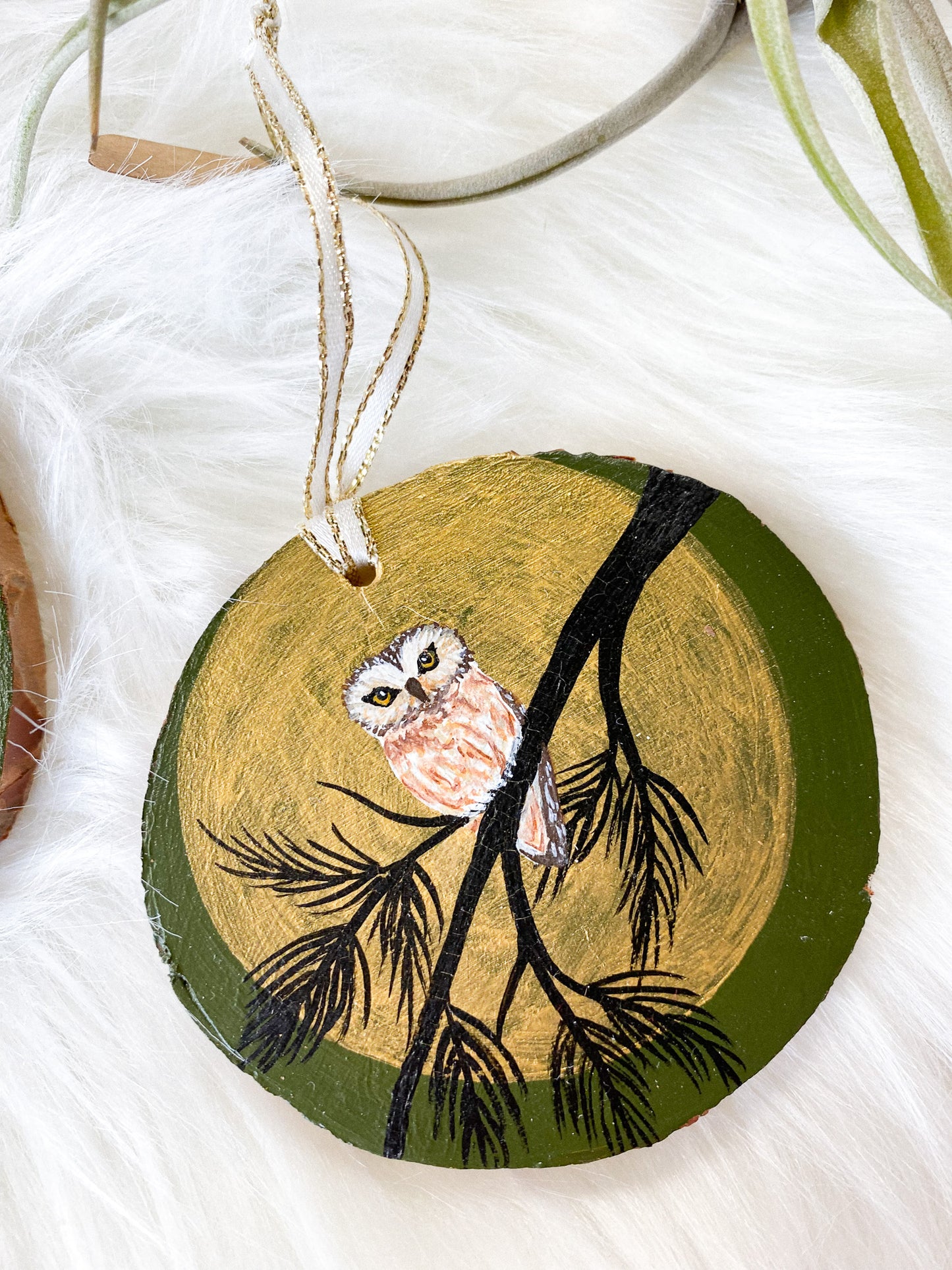 Moonlight Owl Hand-Painted Ornament by Brittany Montour