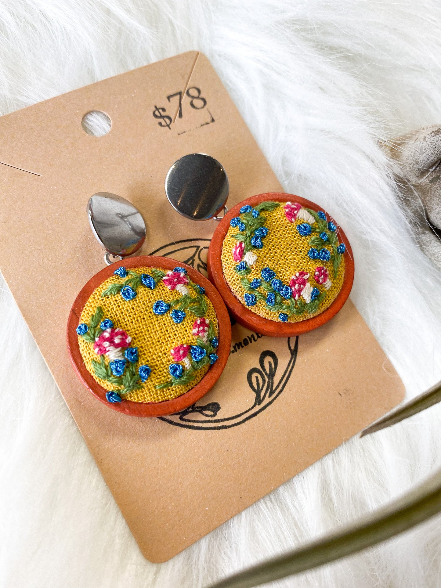 Amanita + Blueberry Wreath Earrings by Brittany Montour