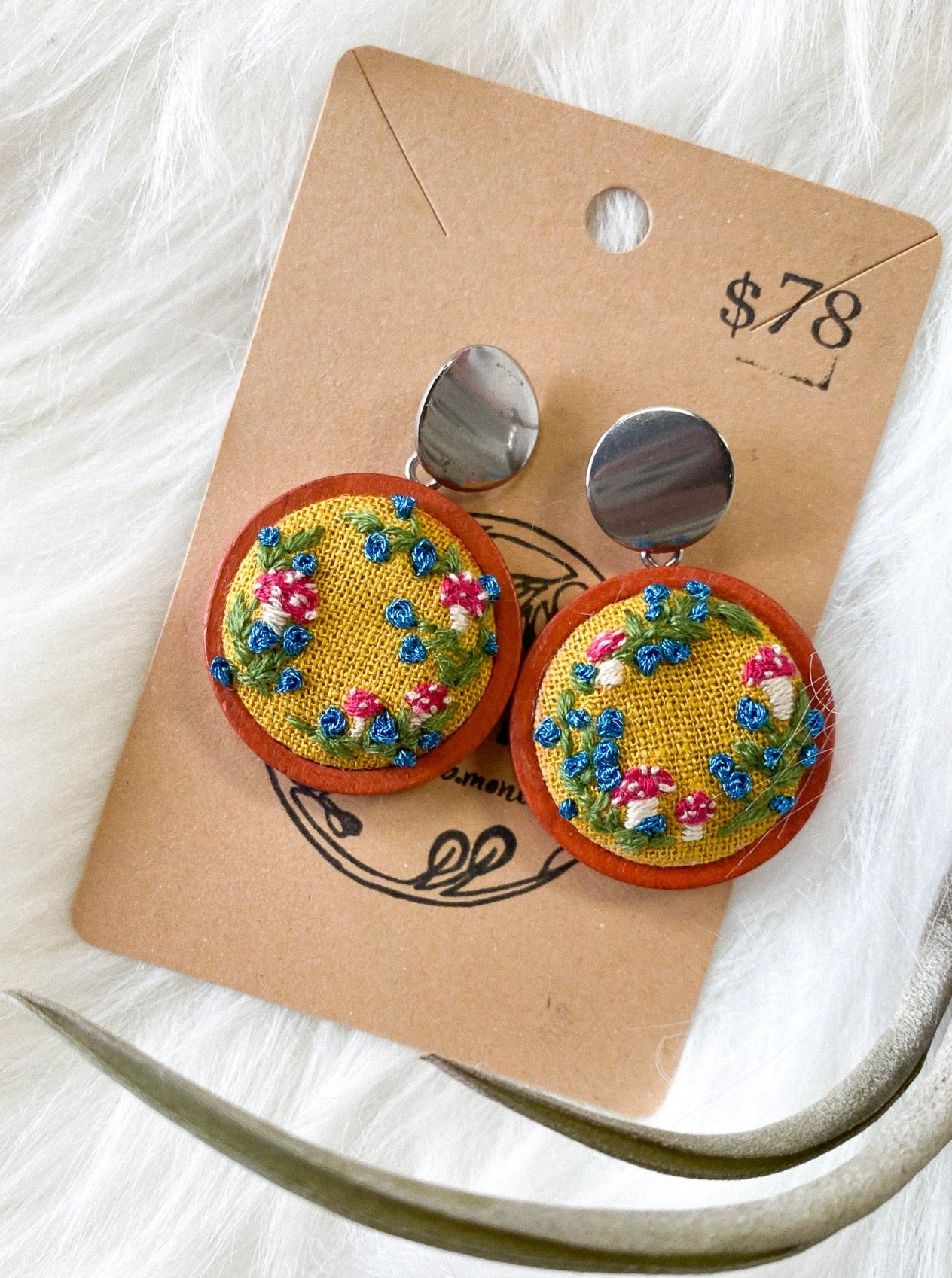 Amanita + Blueberry Wreath Earrings by Brittany Montour