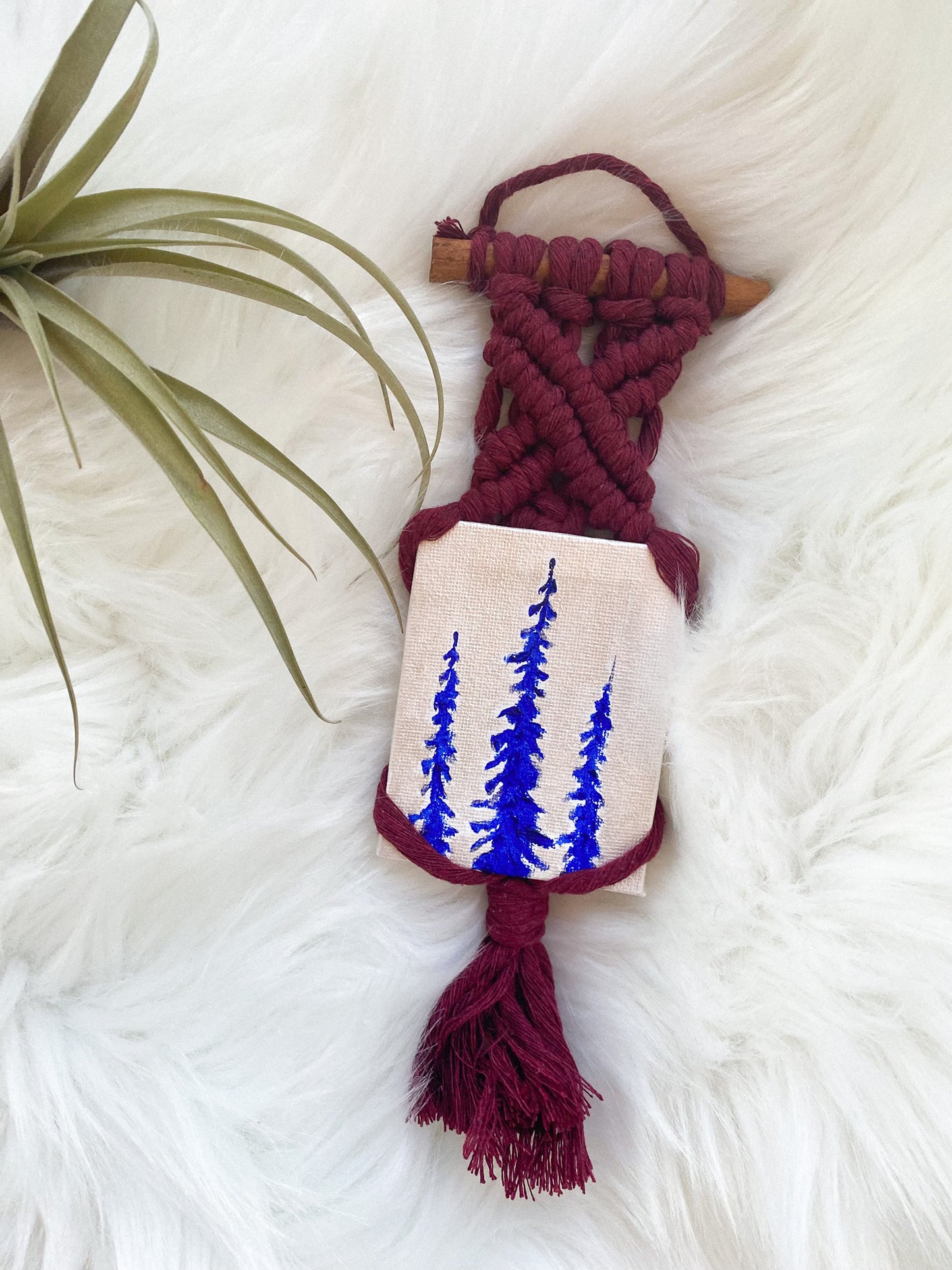 Three Spruce Trees Macrame + Mini Original Painting by Wares by Maegan + Art by Anya Toelle