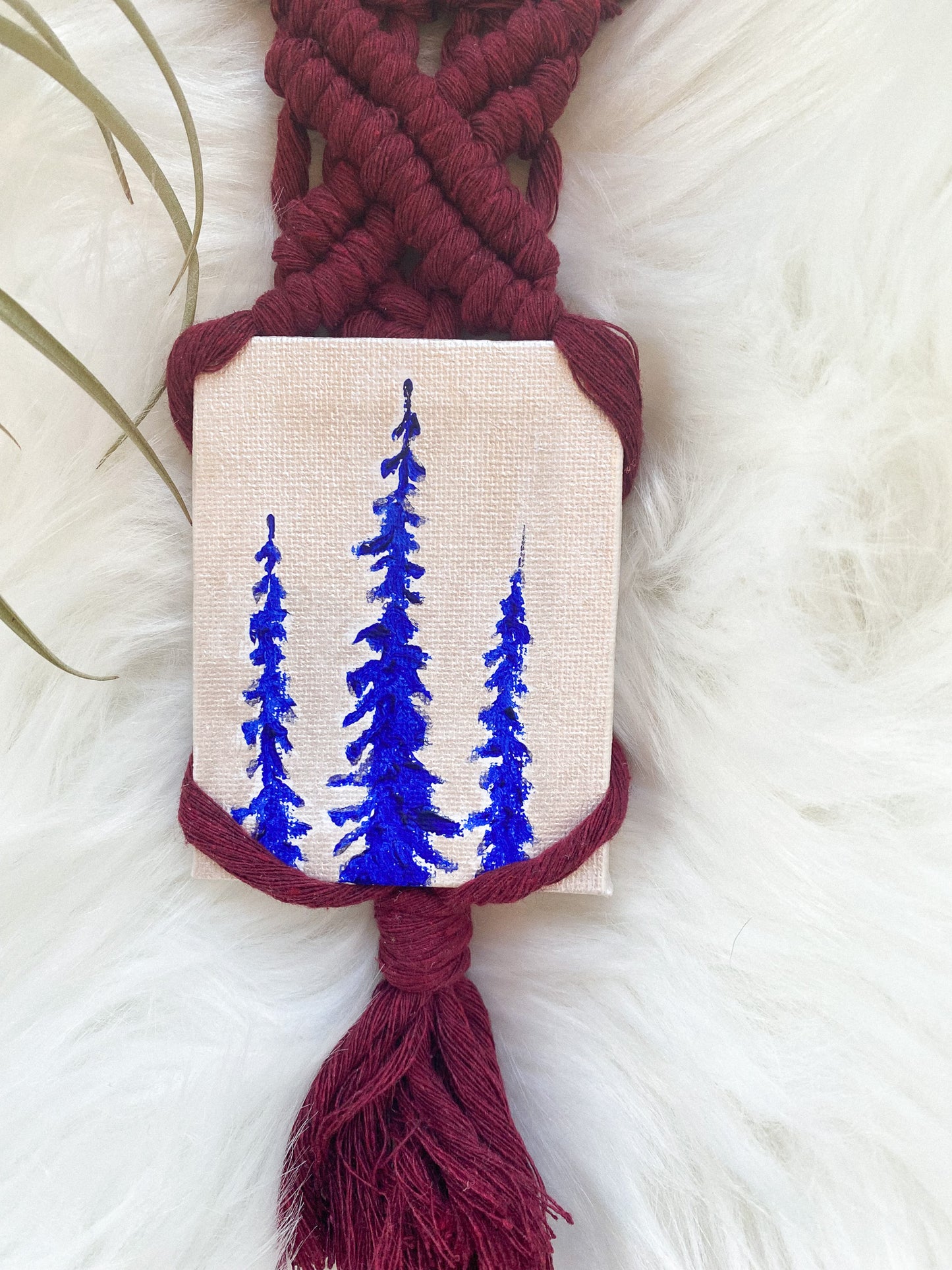 Three Spruce Trees Macrame + Mini Original Painting by Wares by Maegan + Art by Anya Toelle