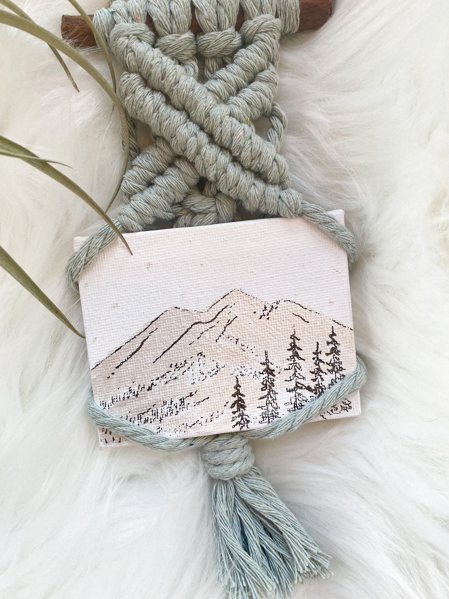 White Out Macrame + Mini Original Painting by Wares by Maegan + Art by Anya Toelle