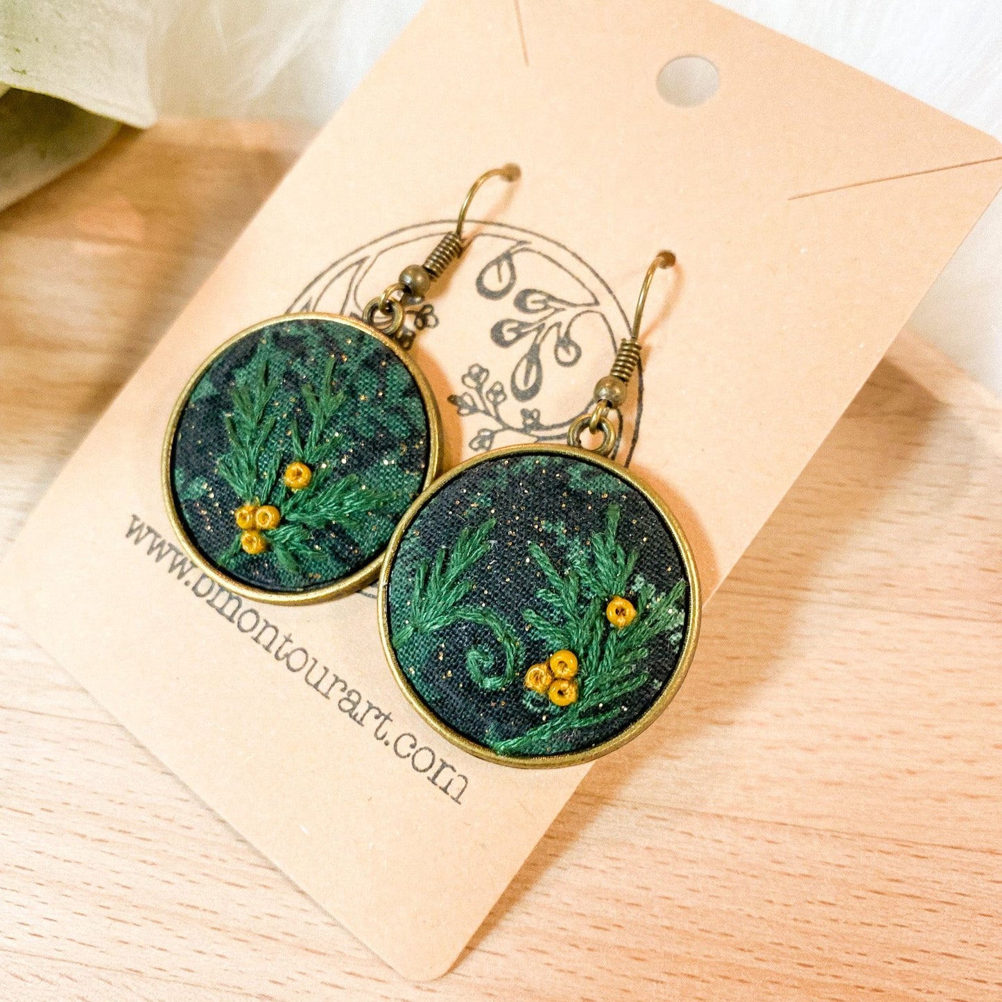 Ferns and Berries Earrings by Brittany Montour