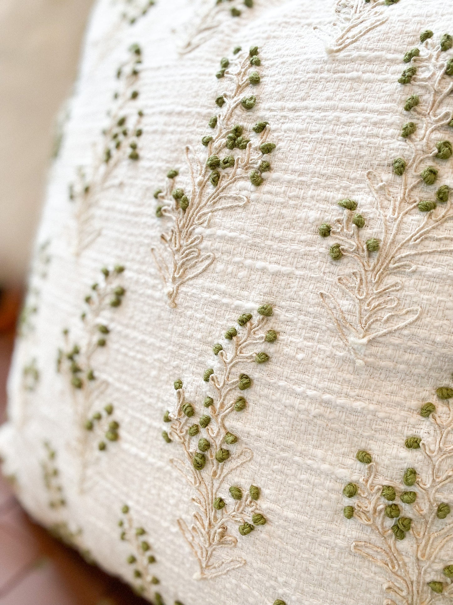 Stems 20" x 20" Pillow in White + Green
