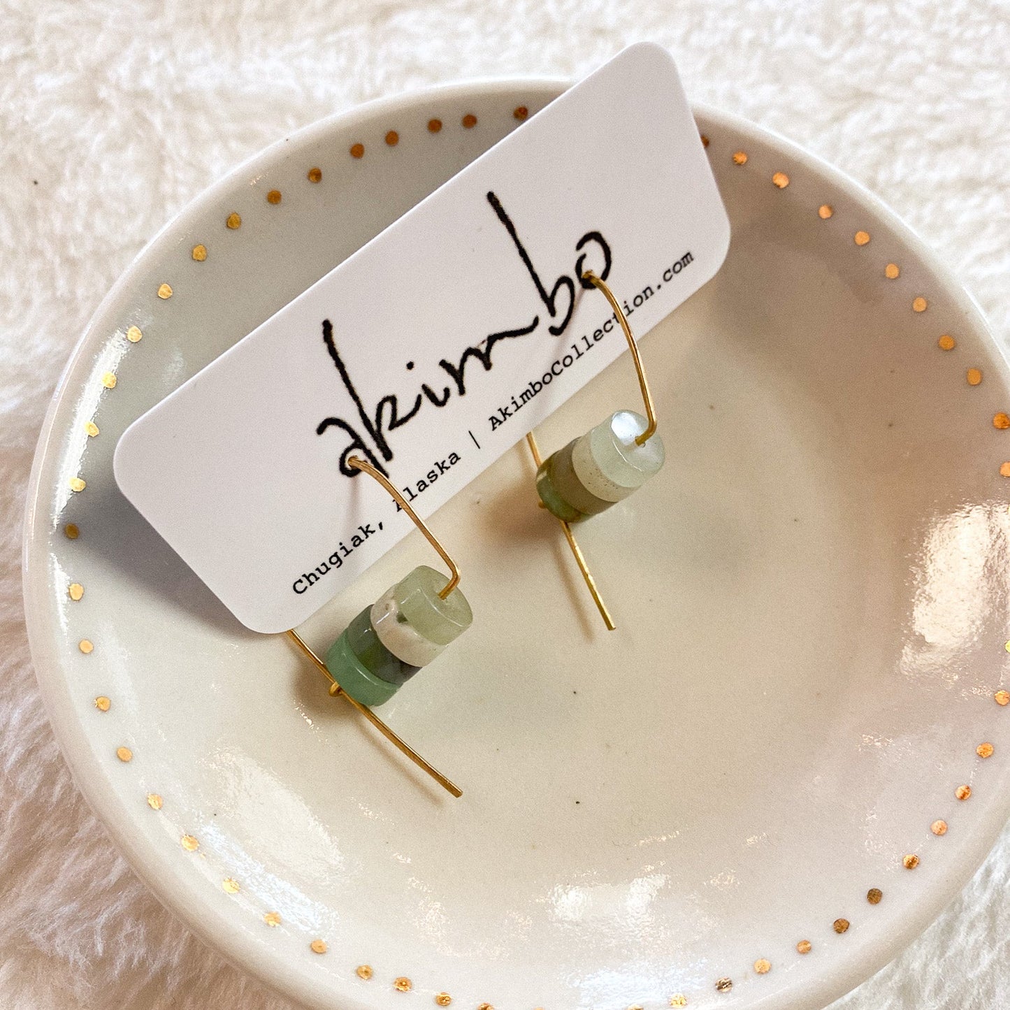 Closed Back Brass + Gradient Stones Earrings by Akimbo Collection