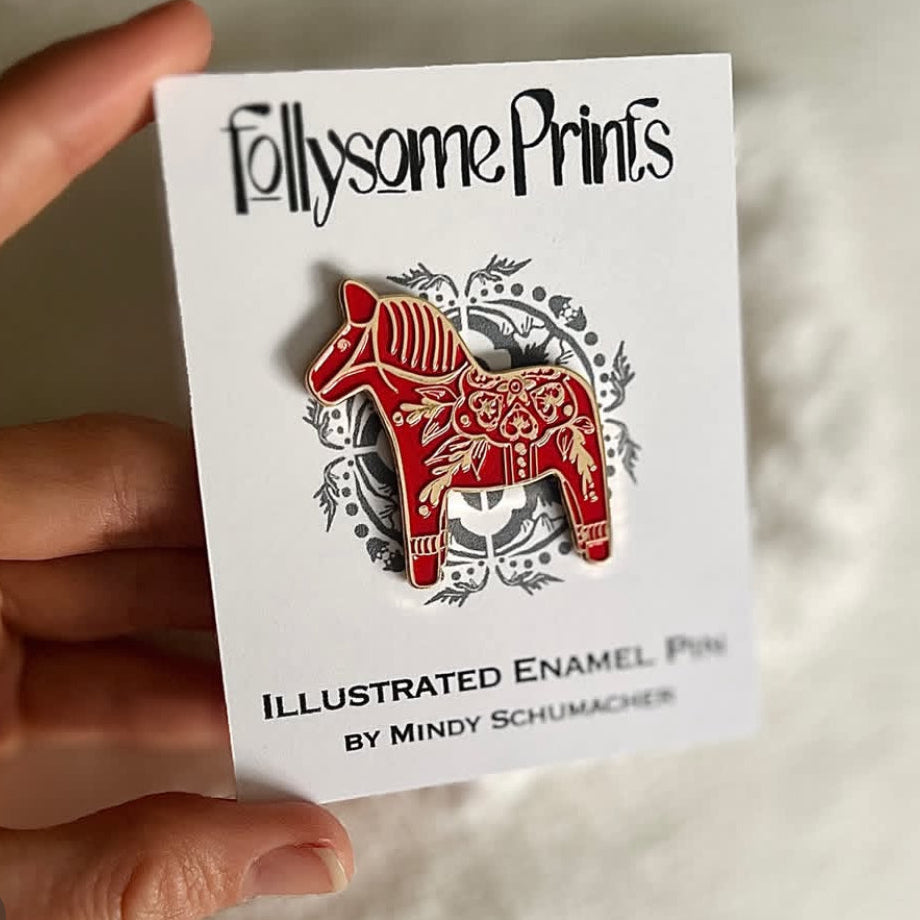 Dala Horse Enamel Pin by Follysome Prints