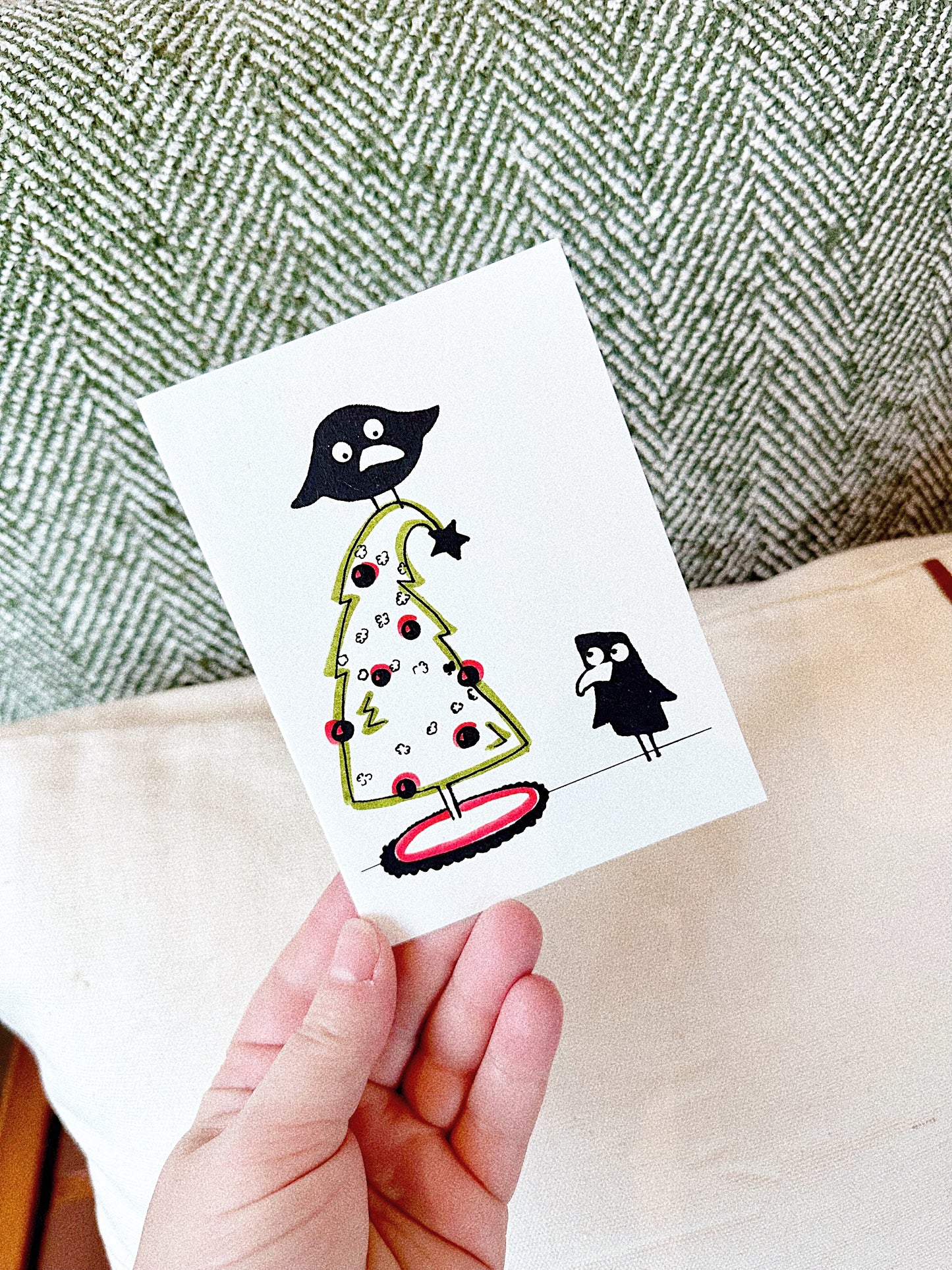 Christmas Tree Ravens Card by Printworthy