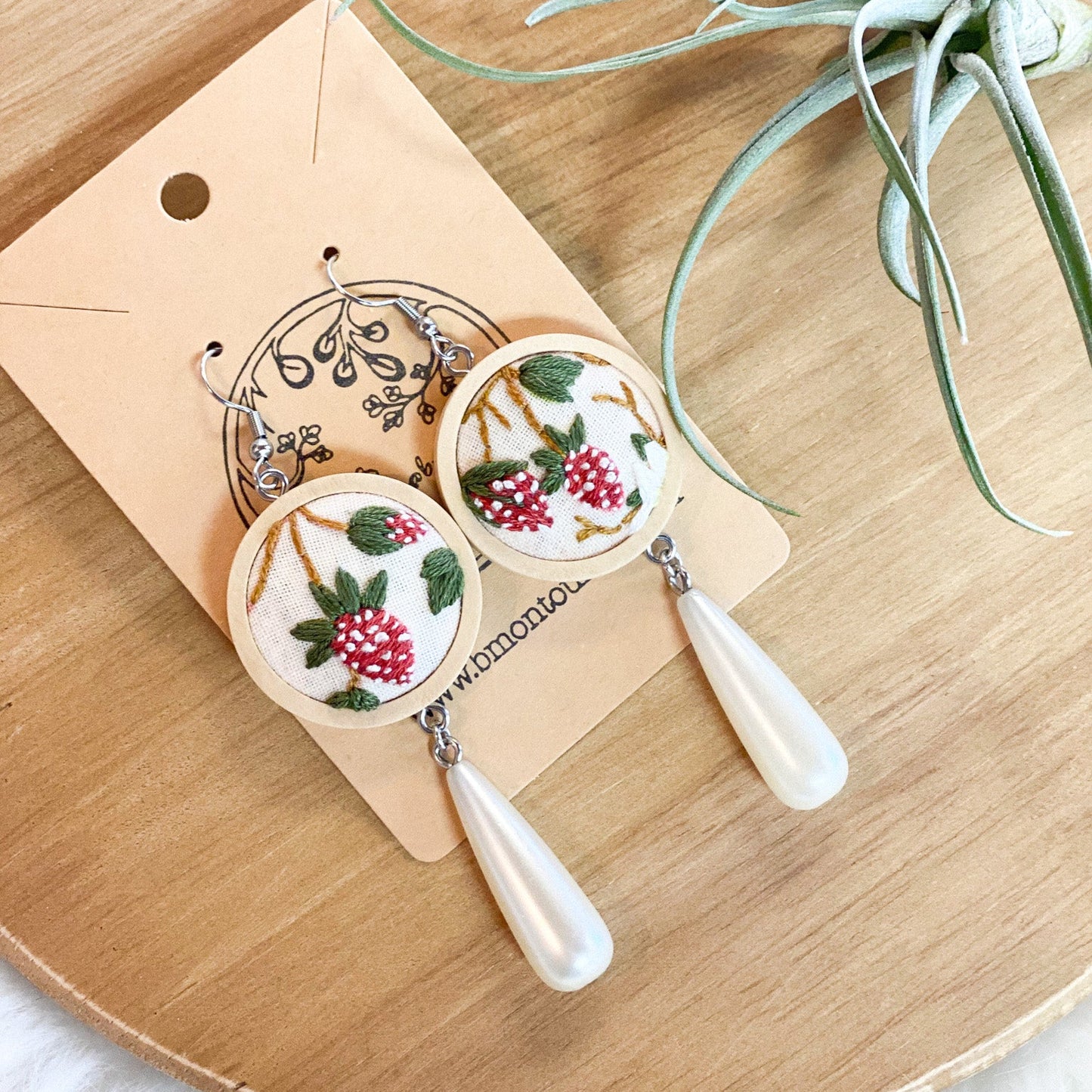 Strawberry Dewdrop Earrings by Brittany Montour
