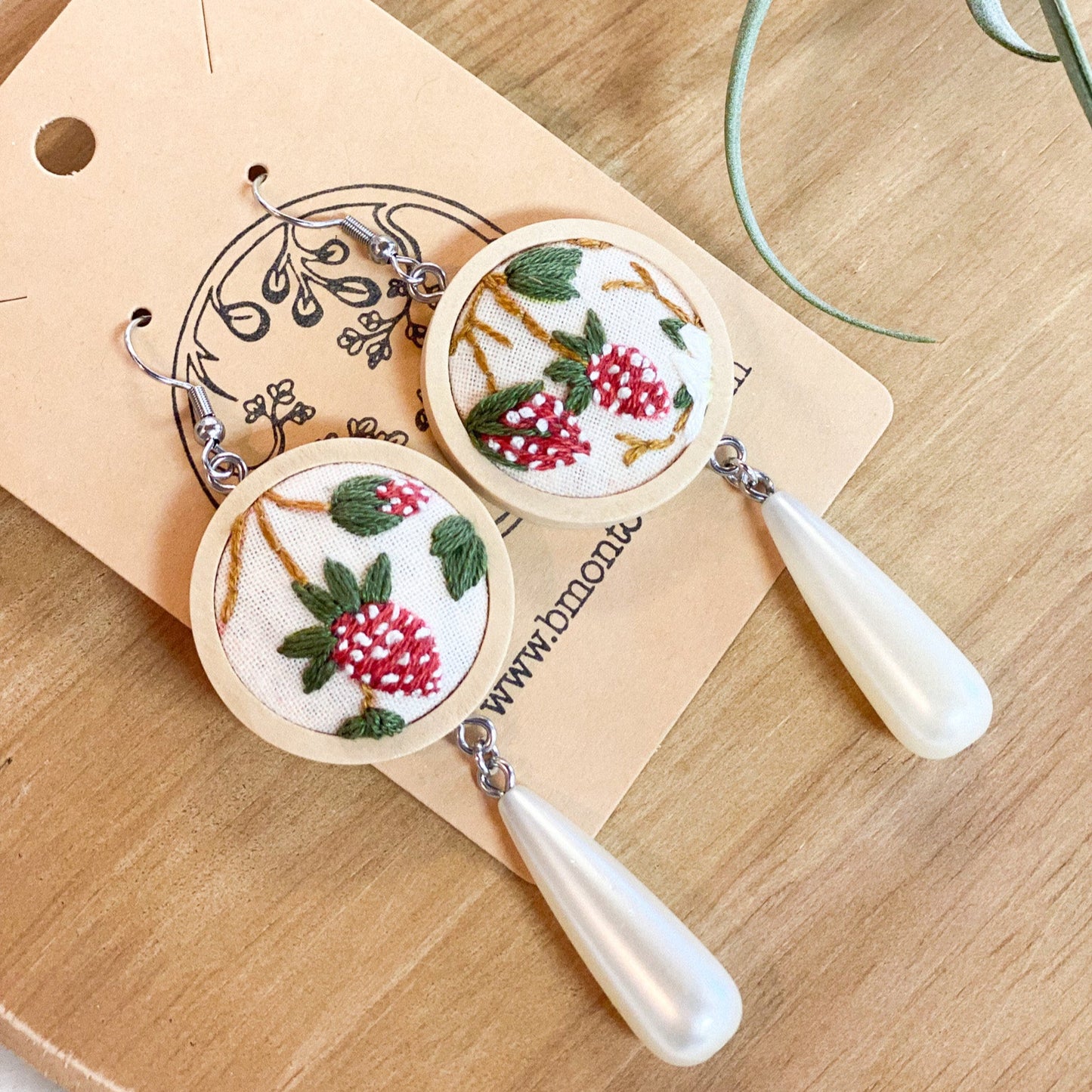 Strawberry Dewdrop Earrings by Brittany Montour