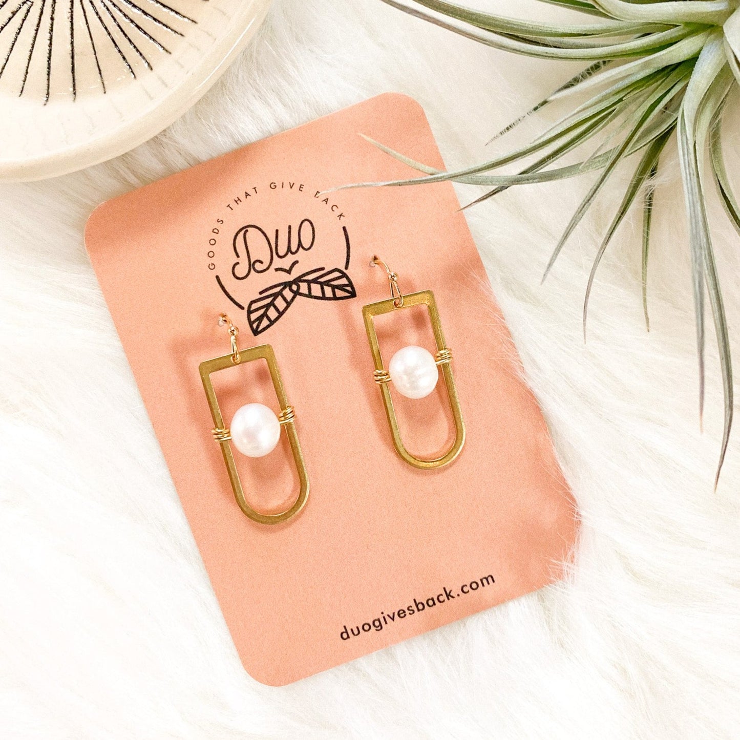 Sierra Stone Earrings | Brass by DUO Goods