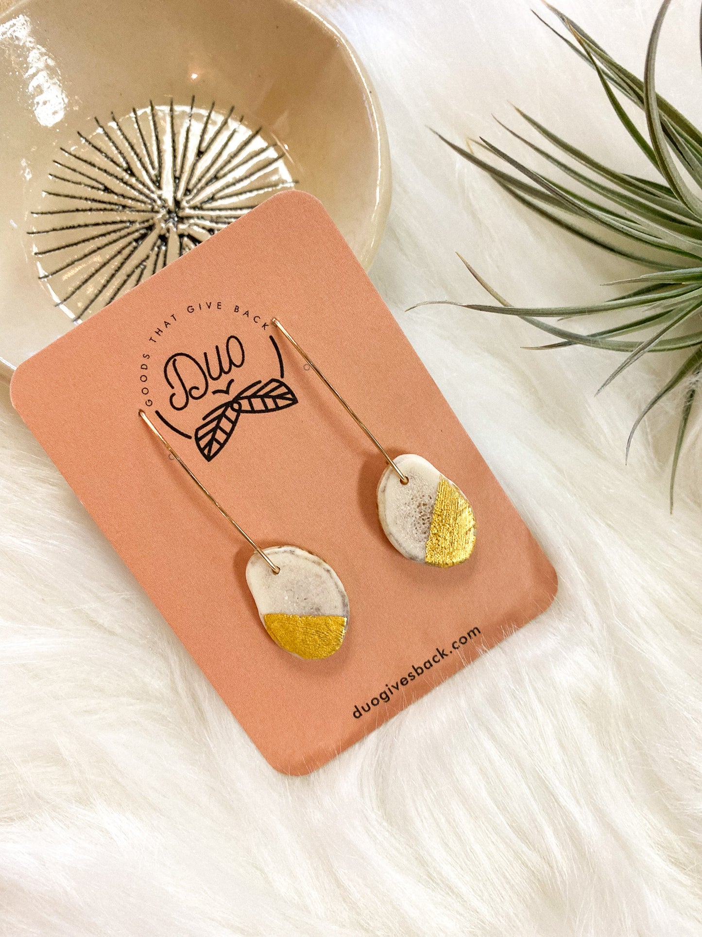 Migration | Gold Leaf Antler Dangle Earrings by DUO Goods