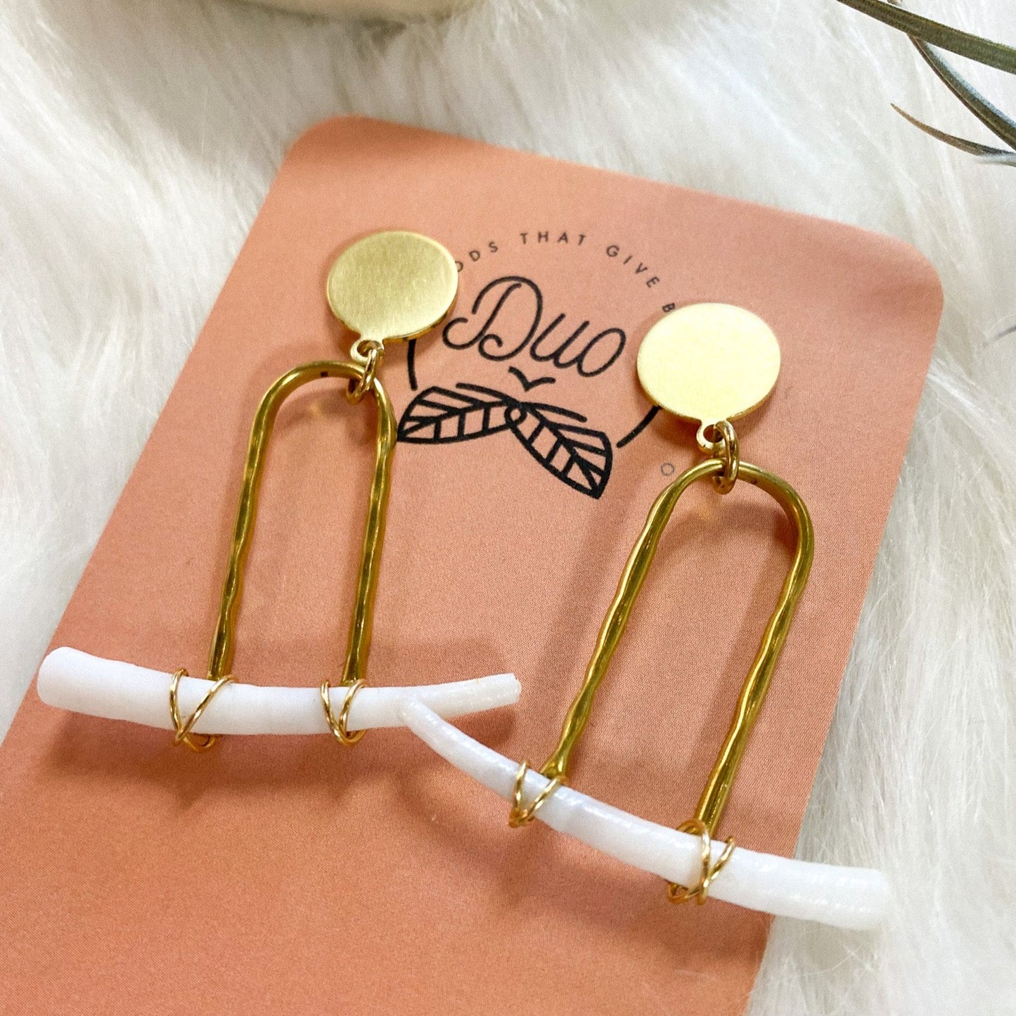 Tusk Dentalium & Brass Earrings by DUO Goods