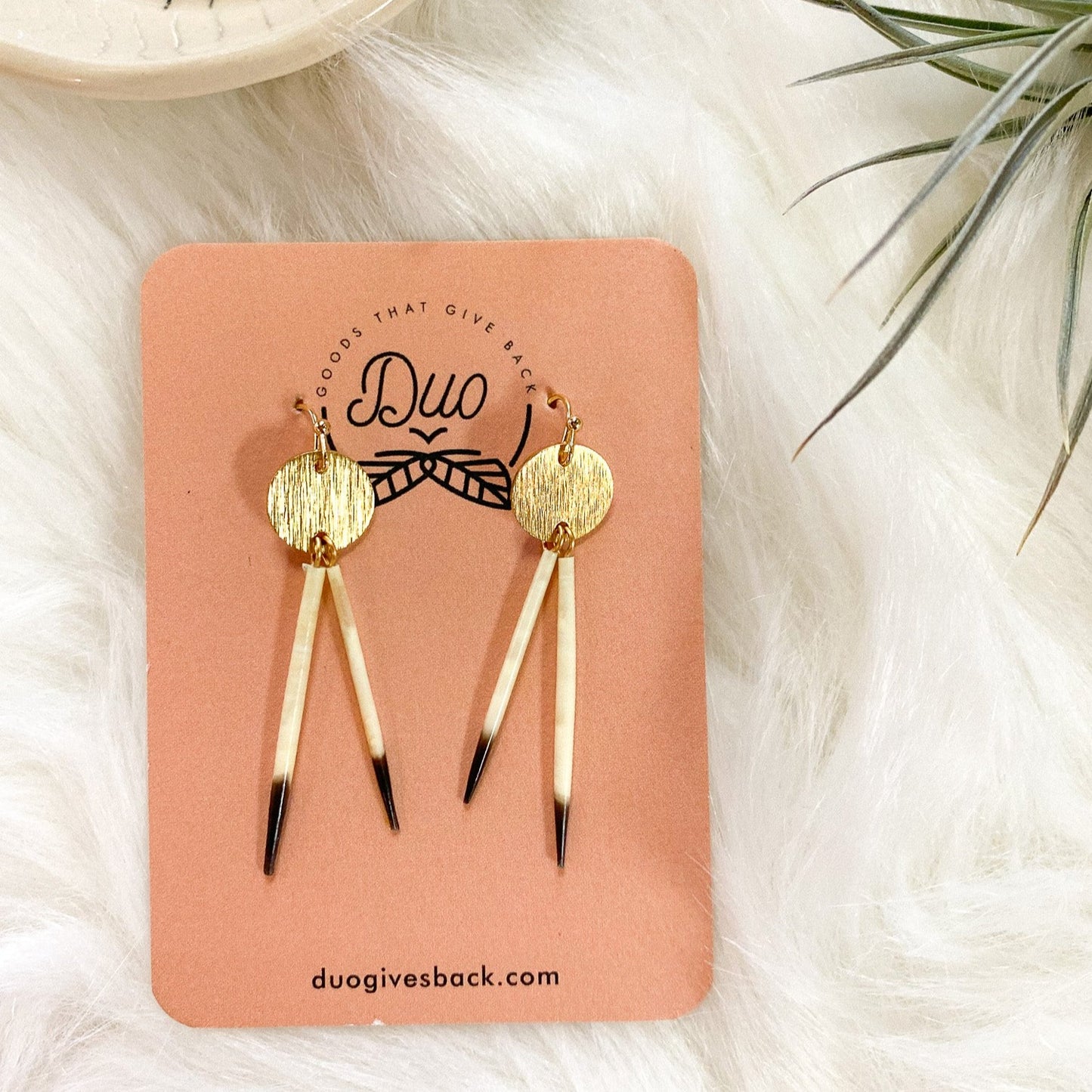 Quill Brass Disc Earrings by DUO Goods