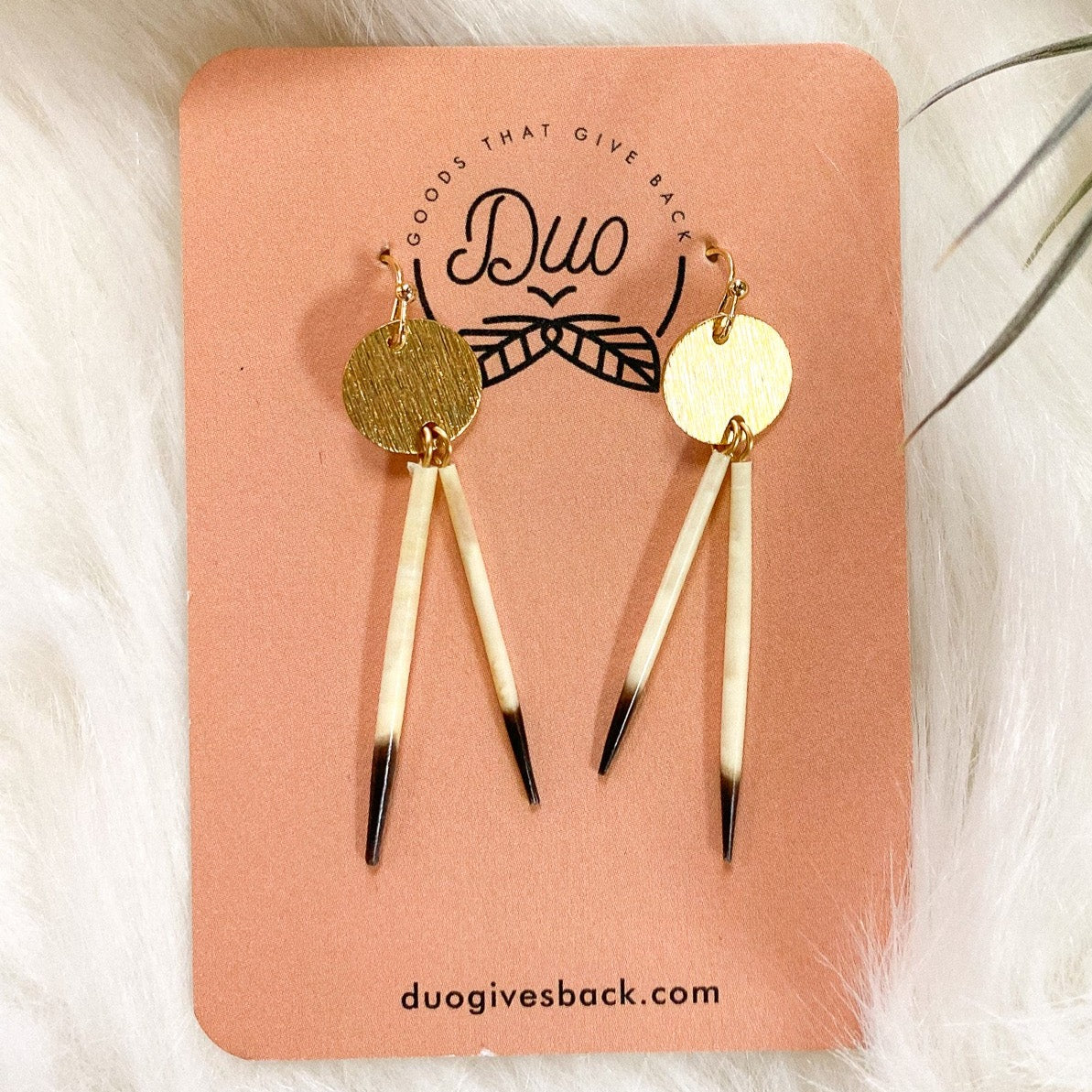 Quill Brass Disc Earrings by DUO Goods