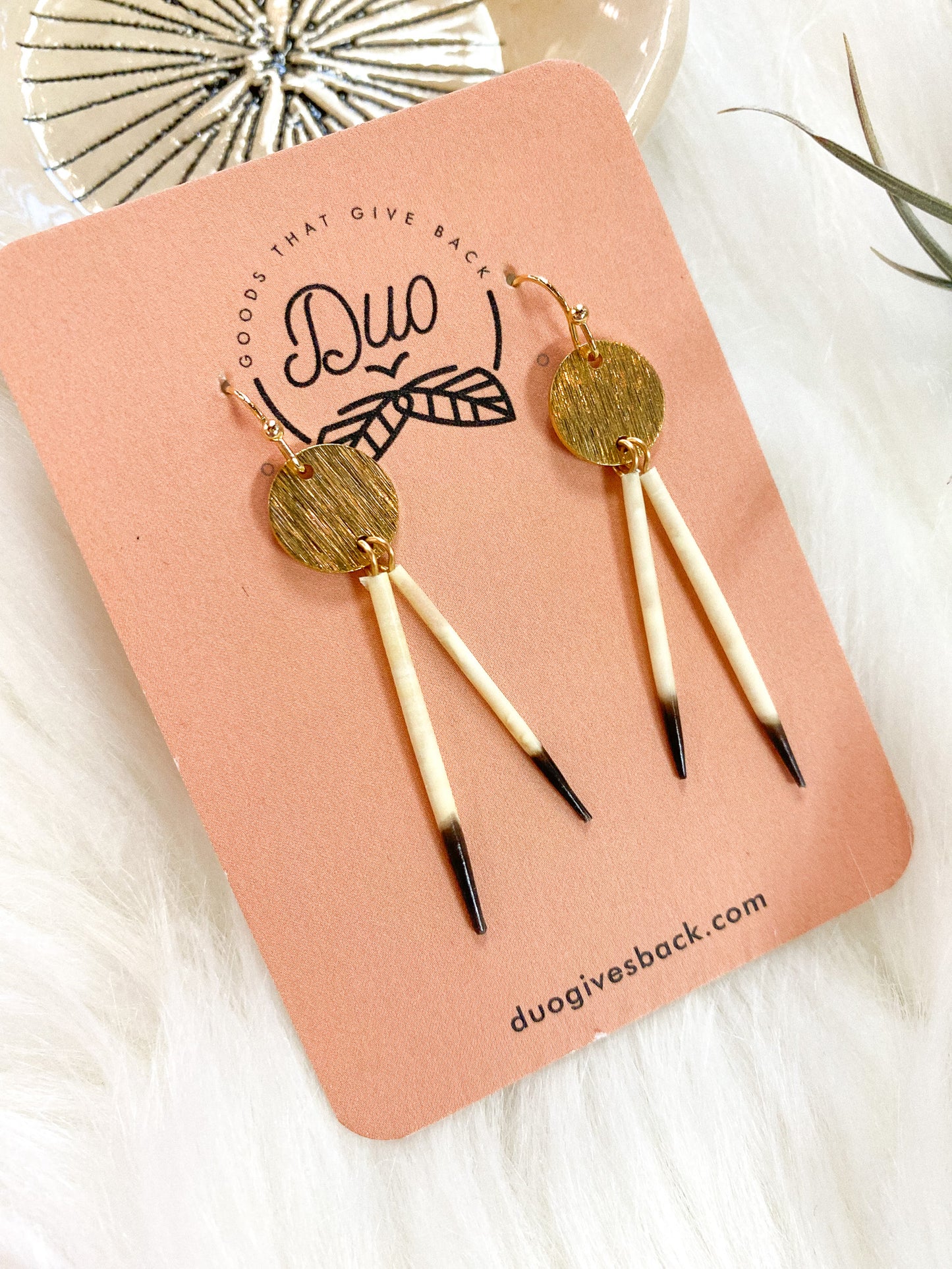 Quill Brass Disc Earrings by DUO Goods