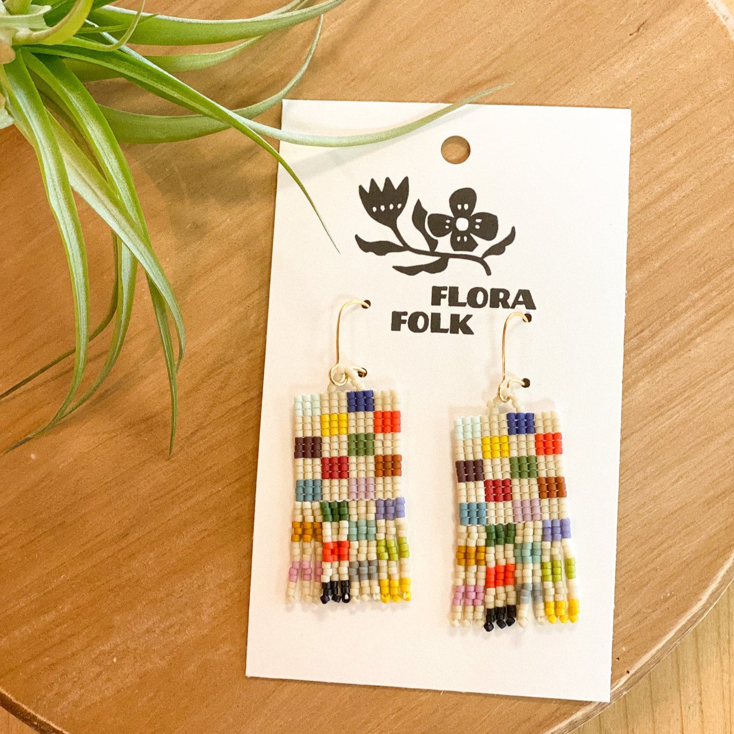 Modern Block Quilt Earrings | Long by Flora Folk