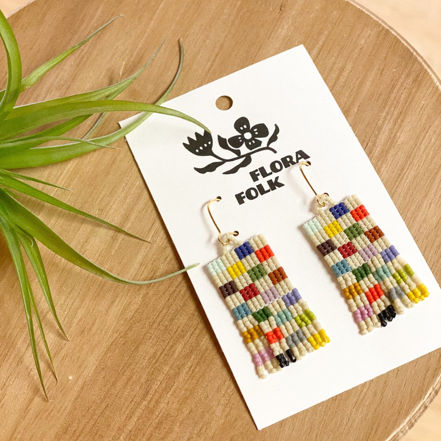 Modern Block Quilt Earrings | Long by Flora Folk