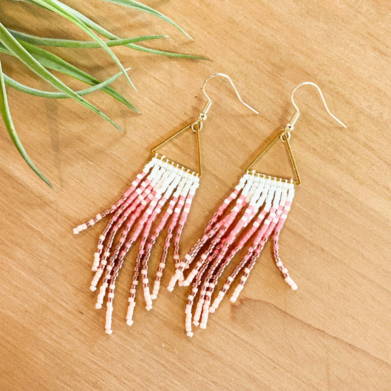 Triangle Beaded Earrings #17 by Blanche Sam