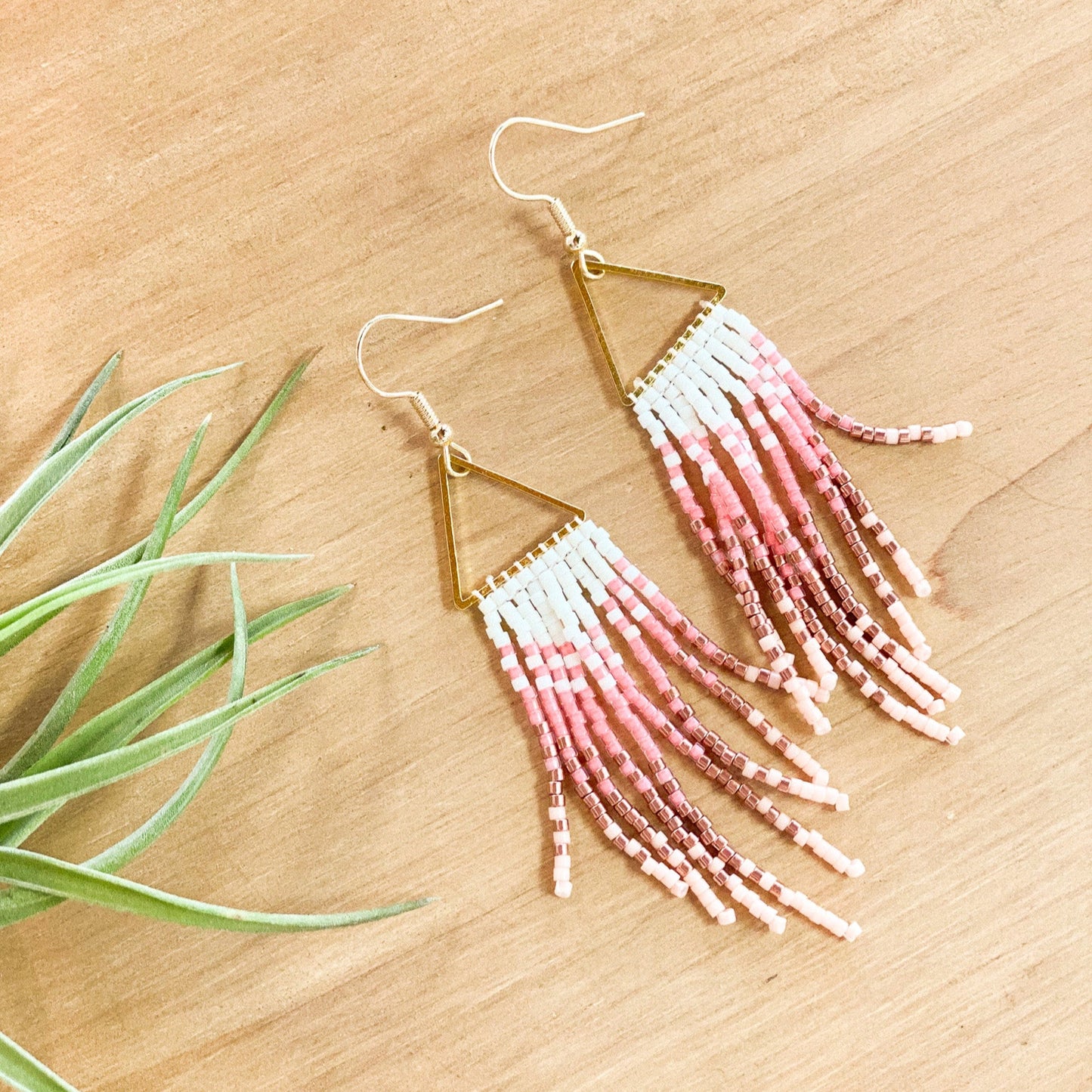 Triangle Beaded Earrings #17 by Blanche Sam