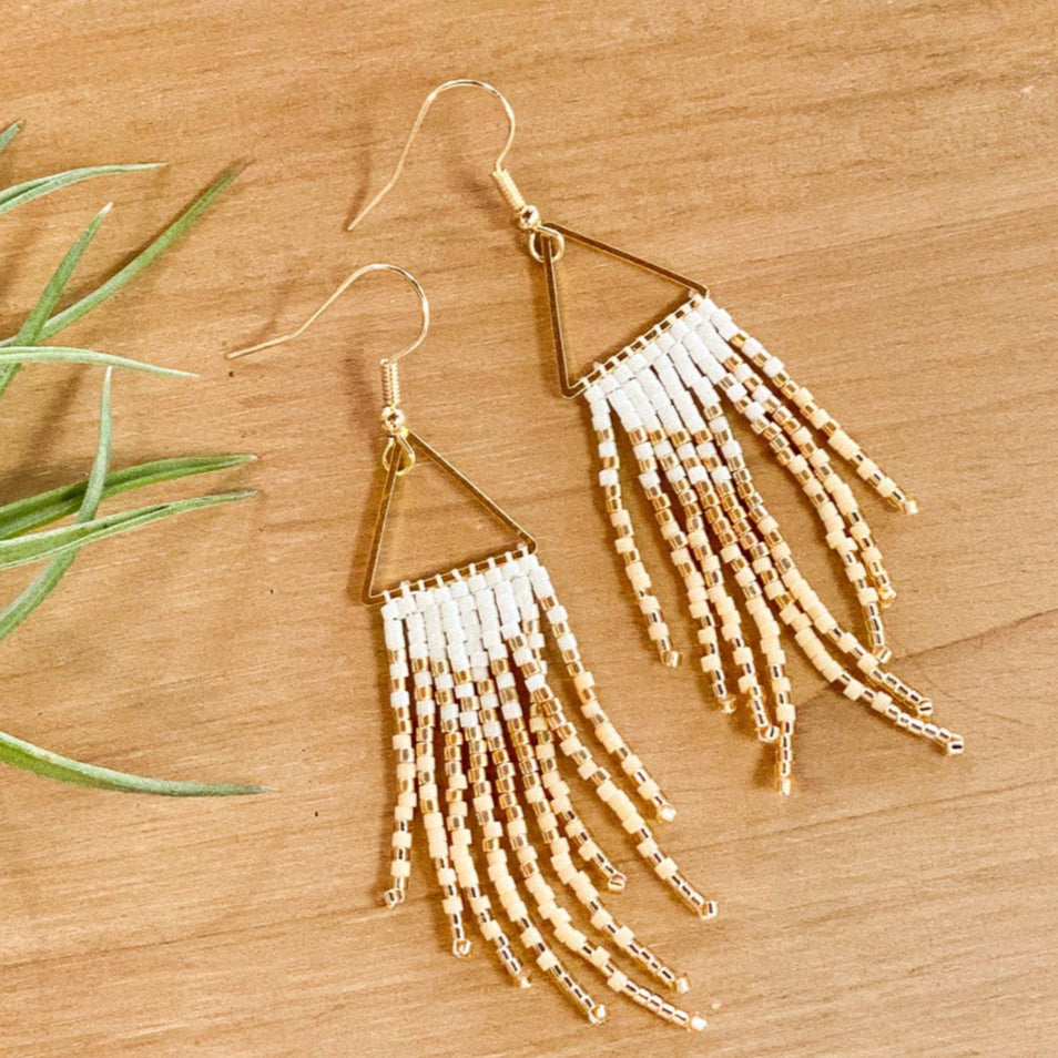 Triangle Beaded Earrings #18 by Blanche Sam