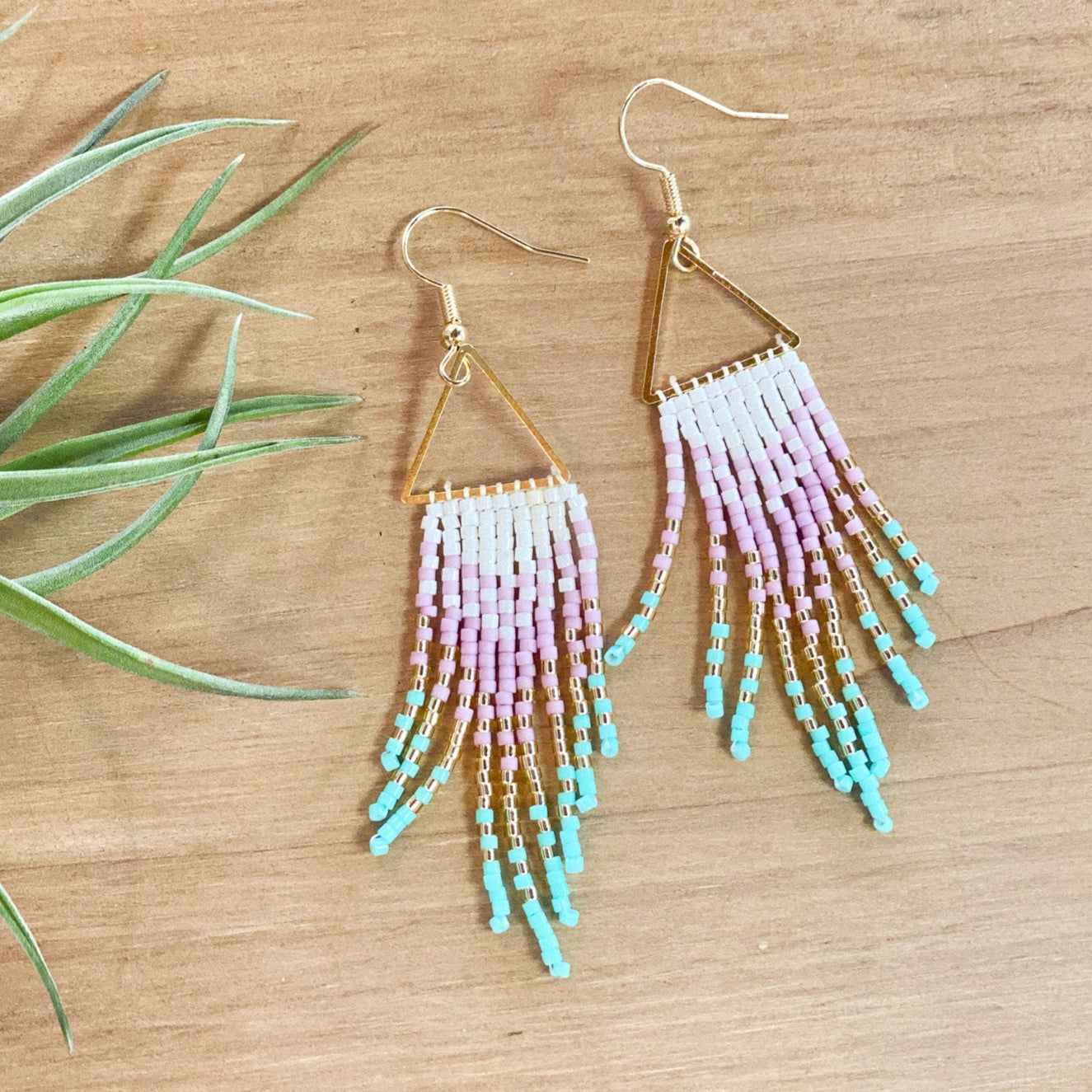 Triangle Beaded Earrings #19 by Blanche Sam