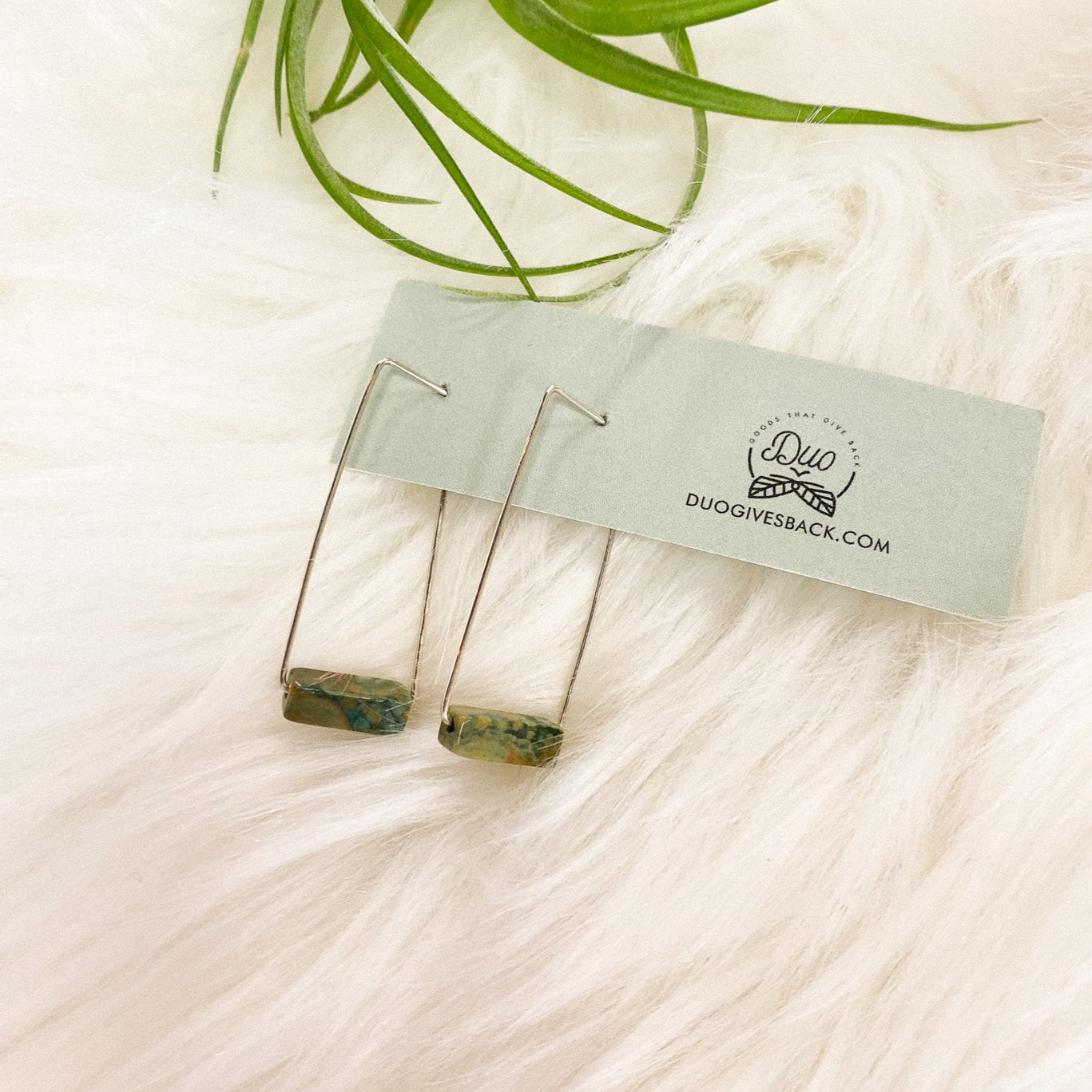 Rectangle Stone Earrings by DUO Goods