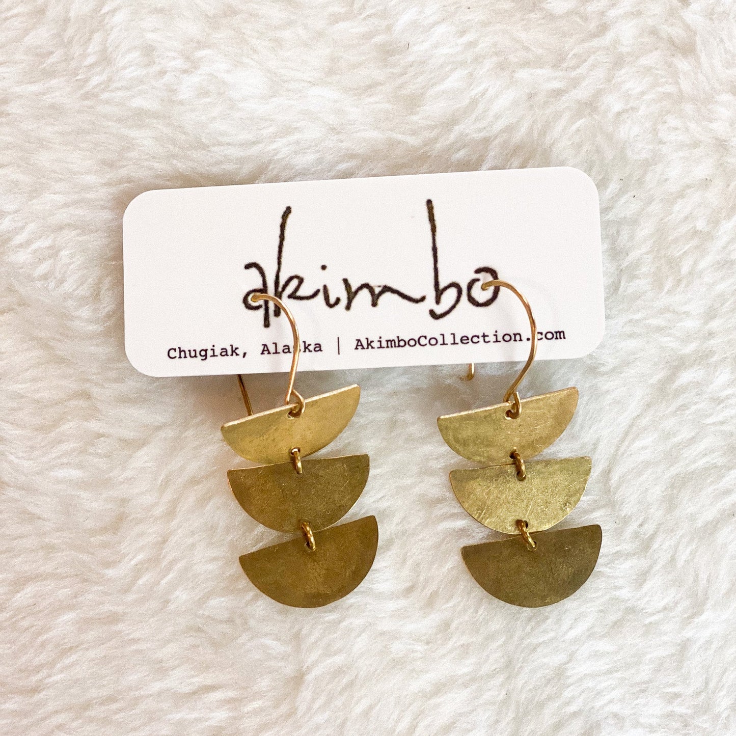 Brass Trio Earrings by Akimbo Collection
