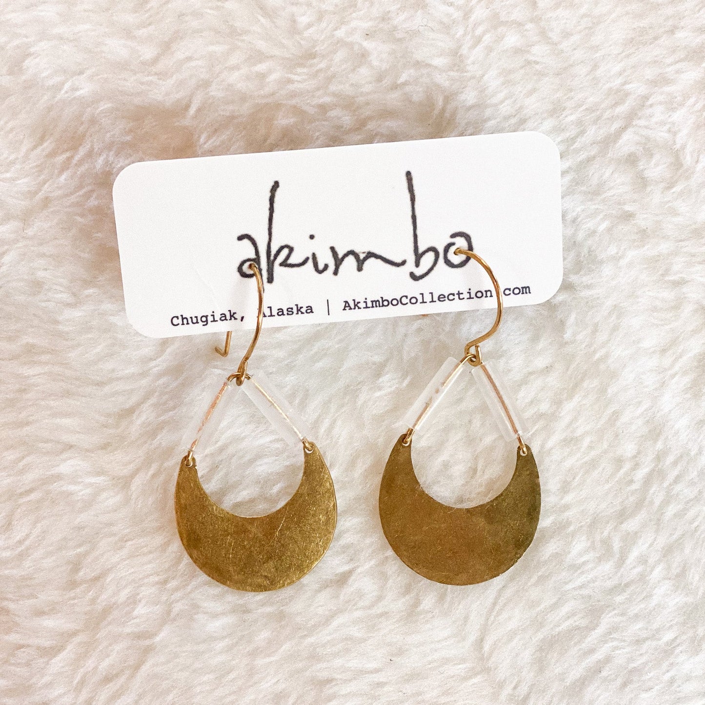 Turnagain | Brass + Clear Quartz Earrings by Akimbo Collection