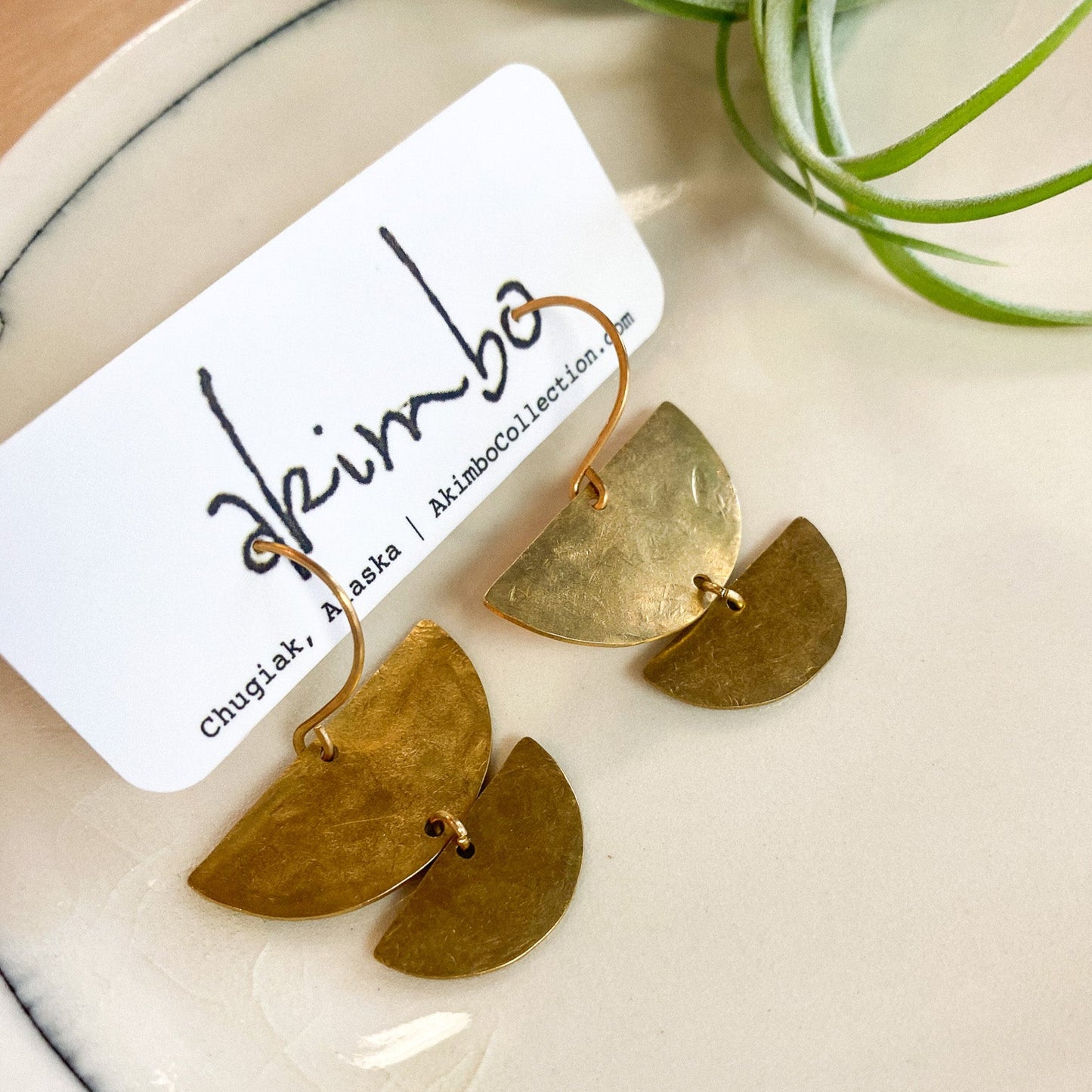 Brass Isla Earrings by Akimbo Collection