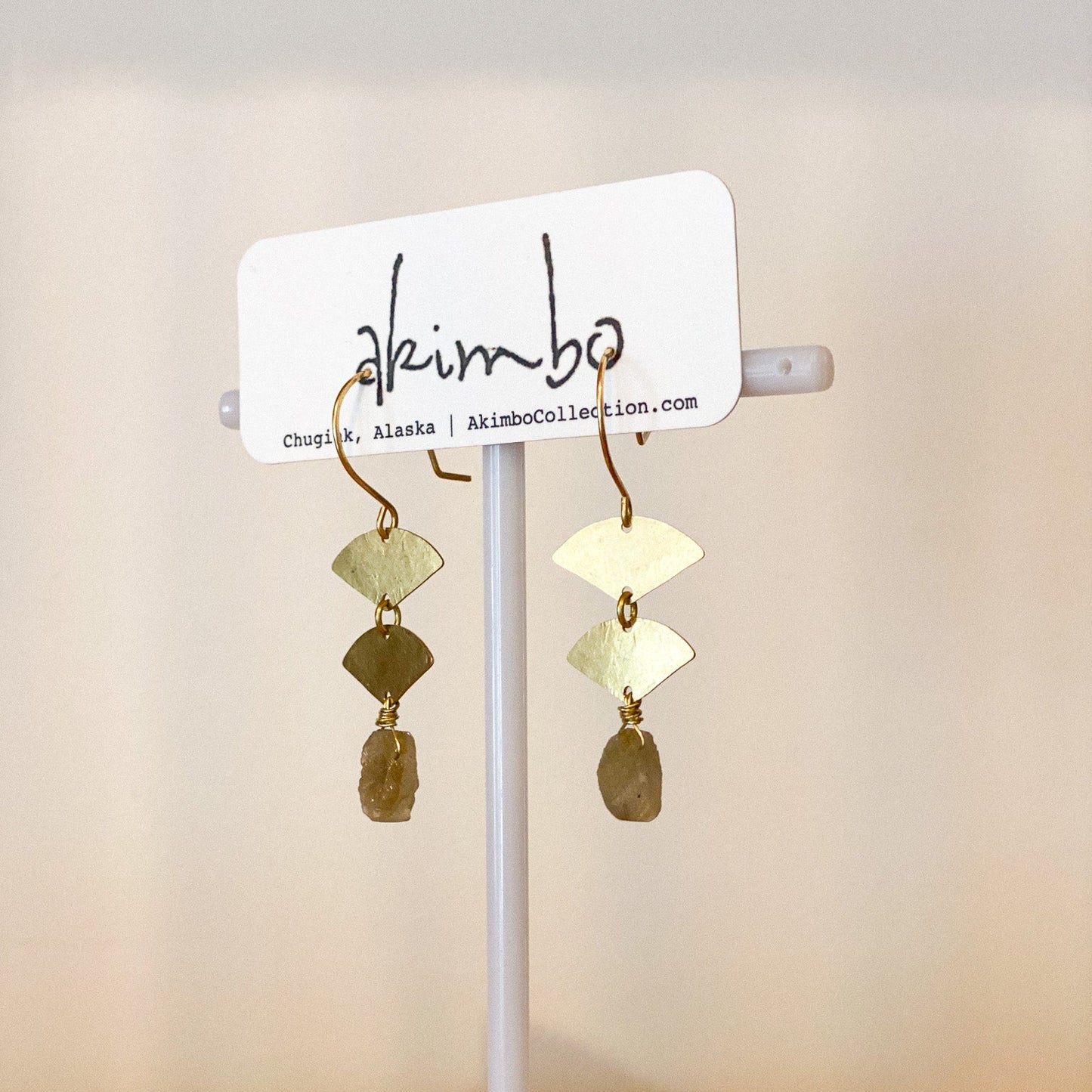Meteor Drop | Brass + Amazonite Earrings by Akimbo Collection