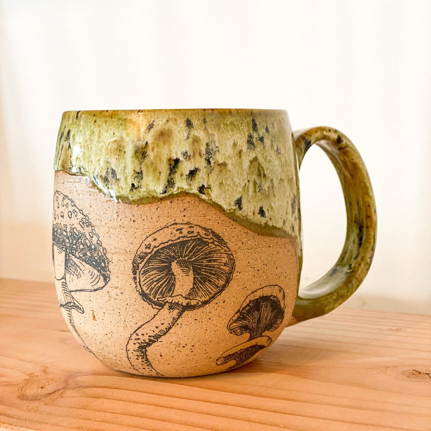#159 Mossy Green Mushroom Mug by Night School Knits and Pots