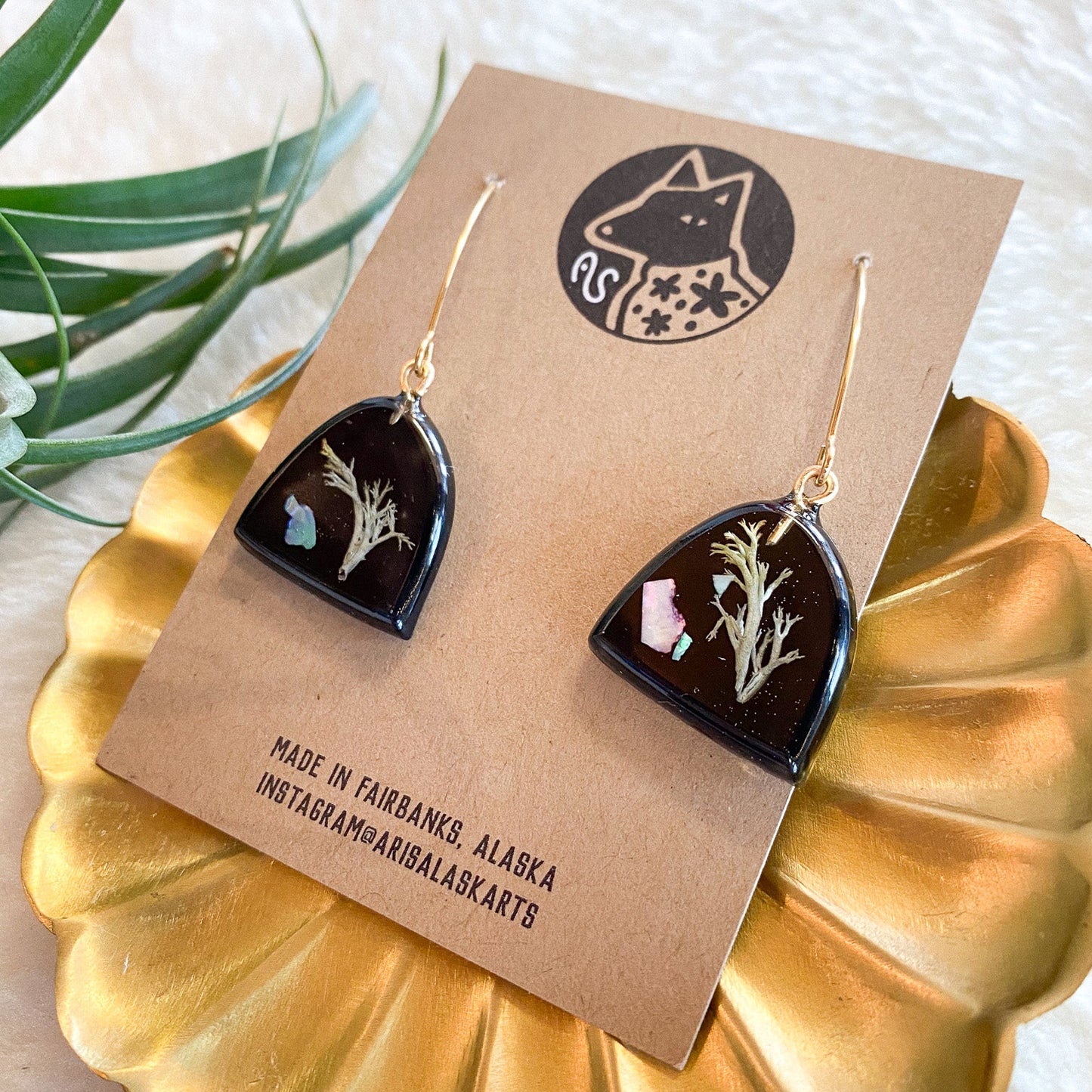 Lichen + Abalone Earrings #130 by Arisa Sasaki