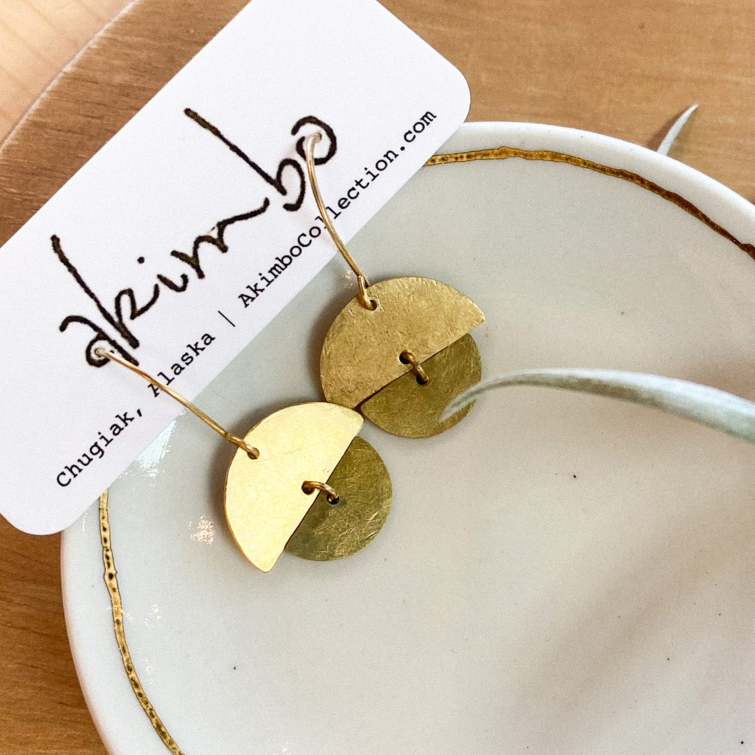 Salix Spring Bud | Brass + Brass Earrings by Akimbo Collection