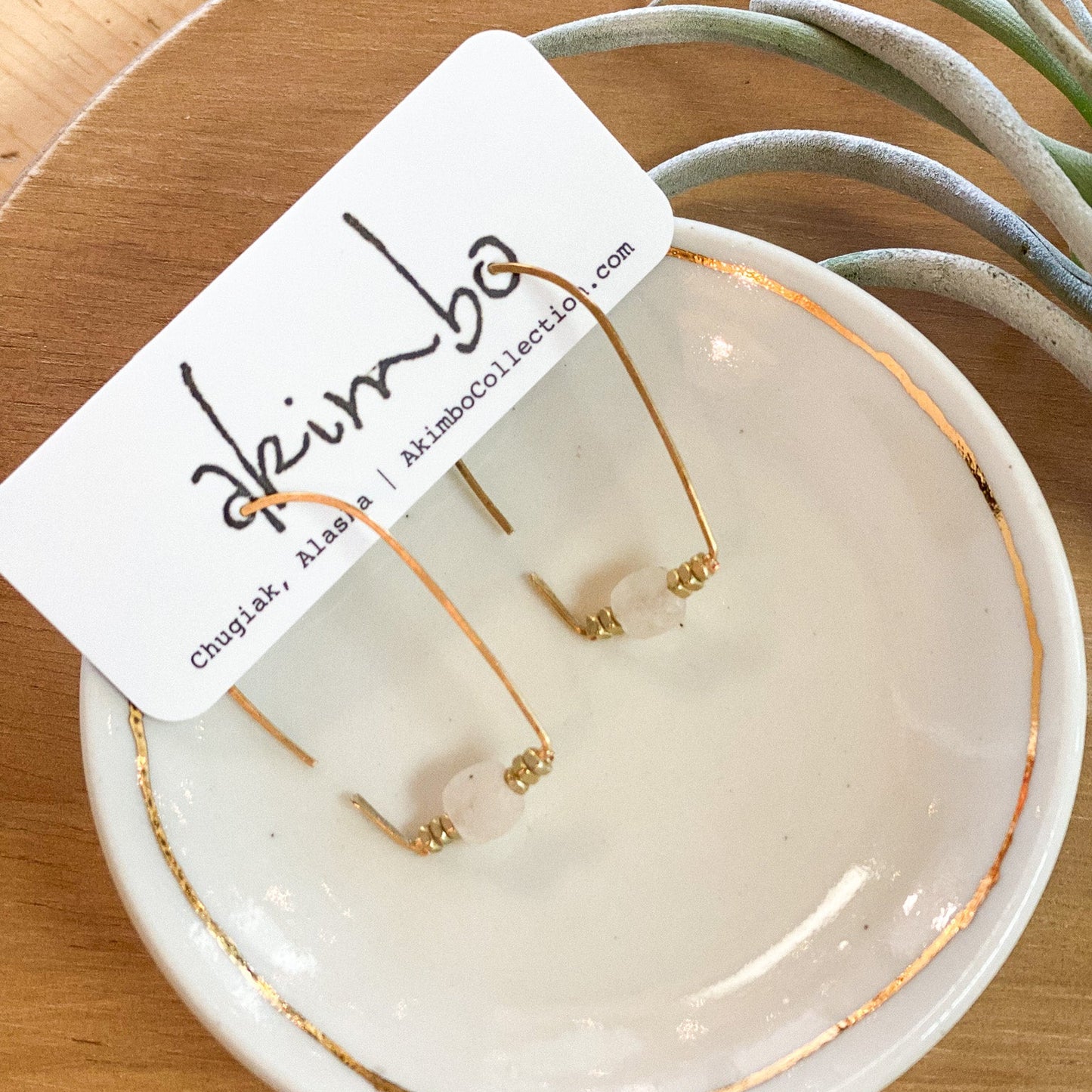 Open Back | Hammered Brass + Recycled Glass Earrings by Akimbo Collection