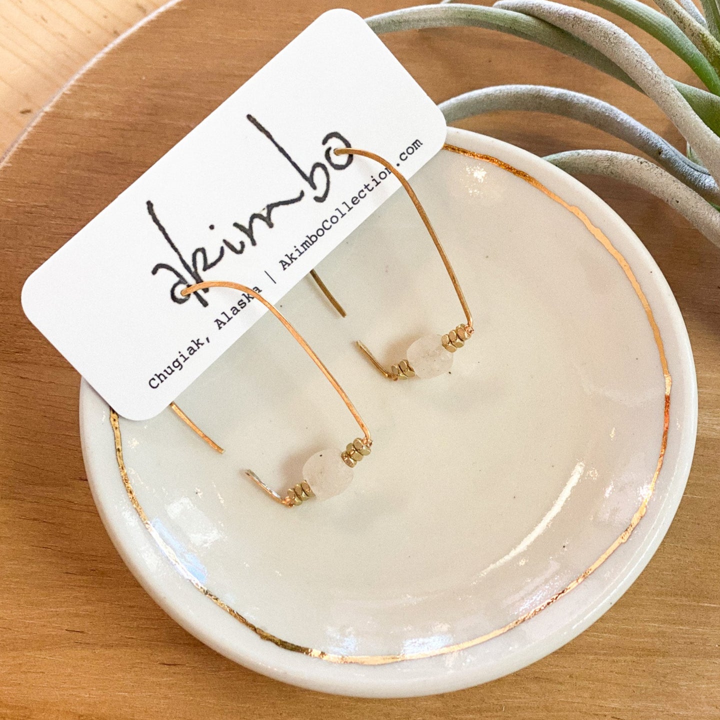 Open Back | Hammered Brass + Recycled Glass Earrings by Akimbo Collection