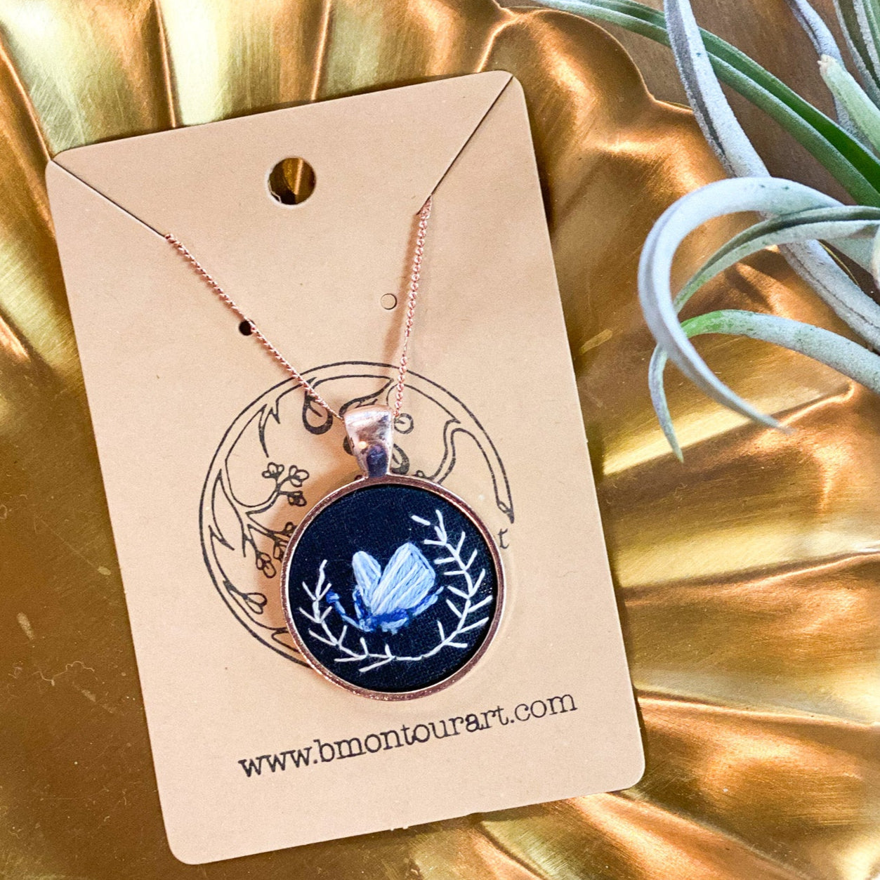 Arctic Blue Moth Necklace by Brittany Montour