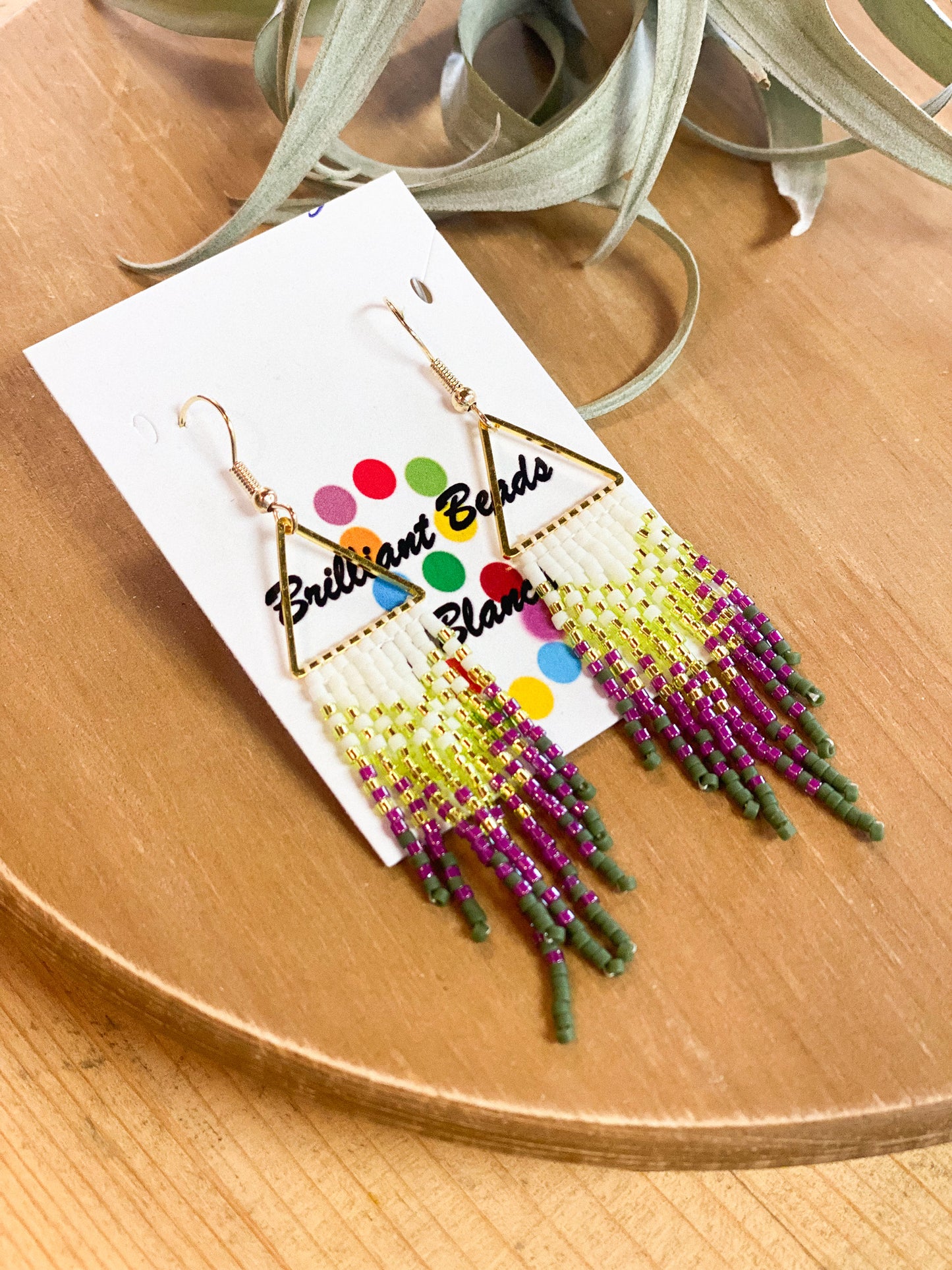 Small Triangle Beaded Earrings #26 by Blanche Sam