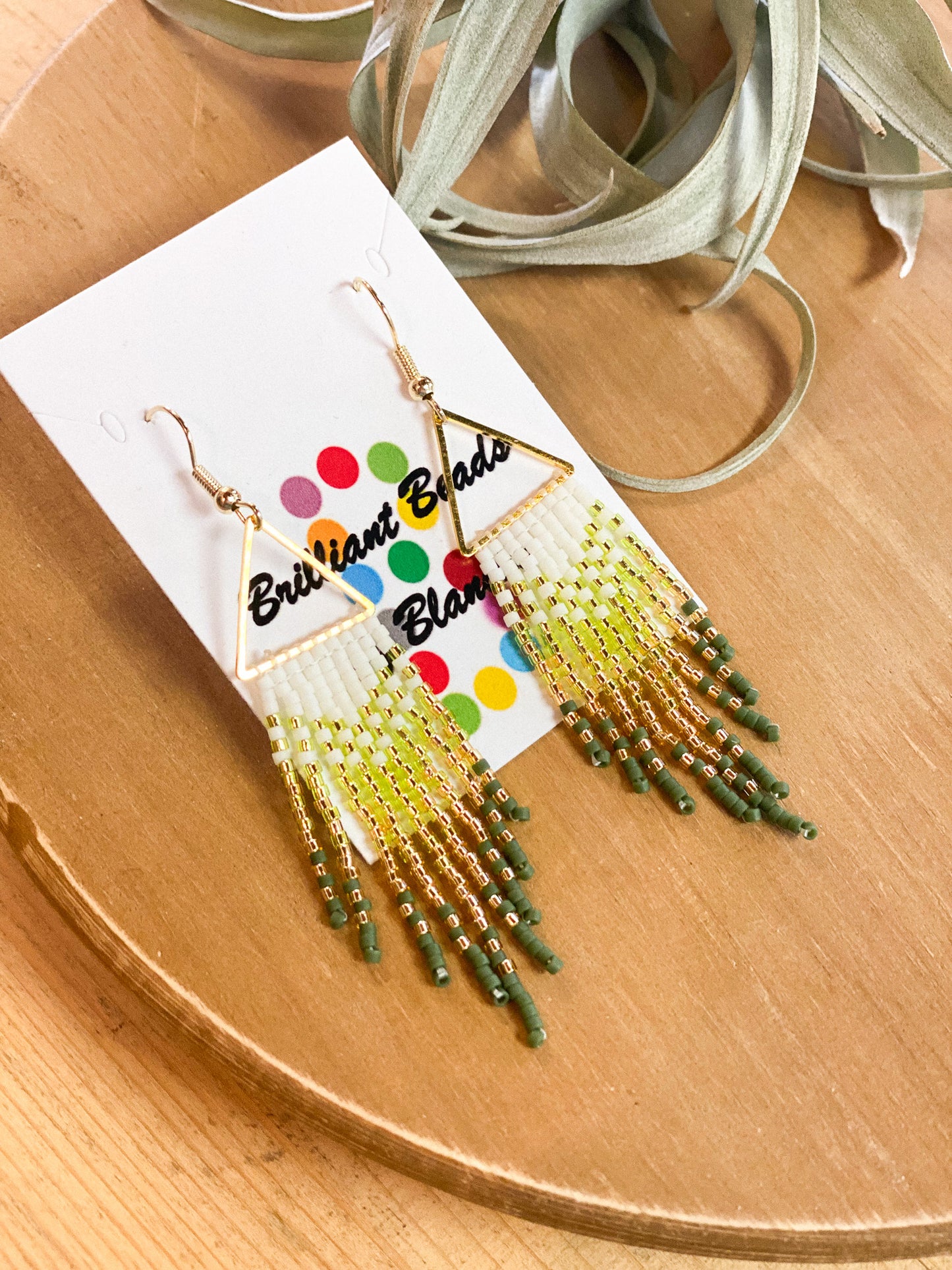 Small Triangle Beaded Earrings #25 by Blanche Sam