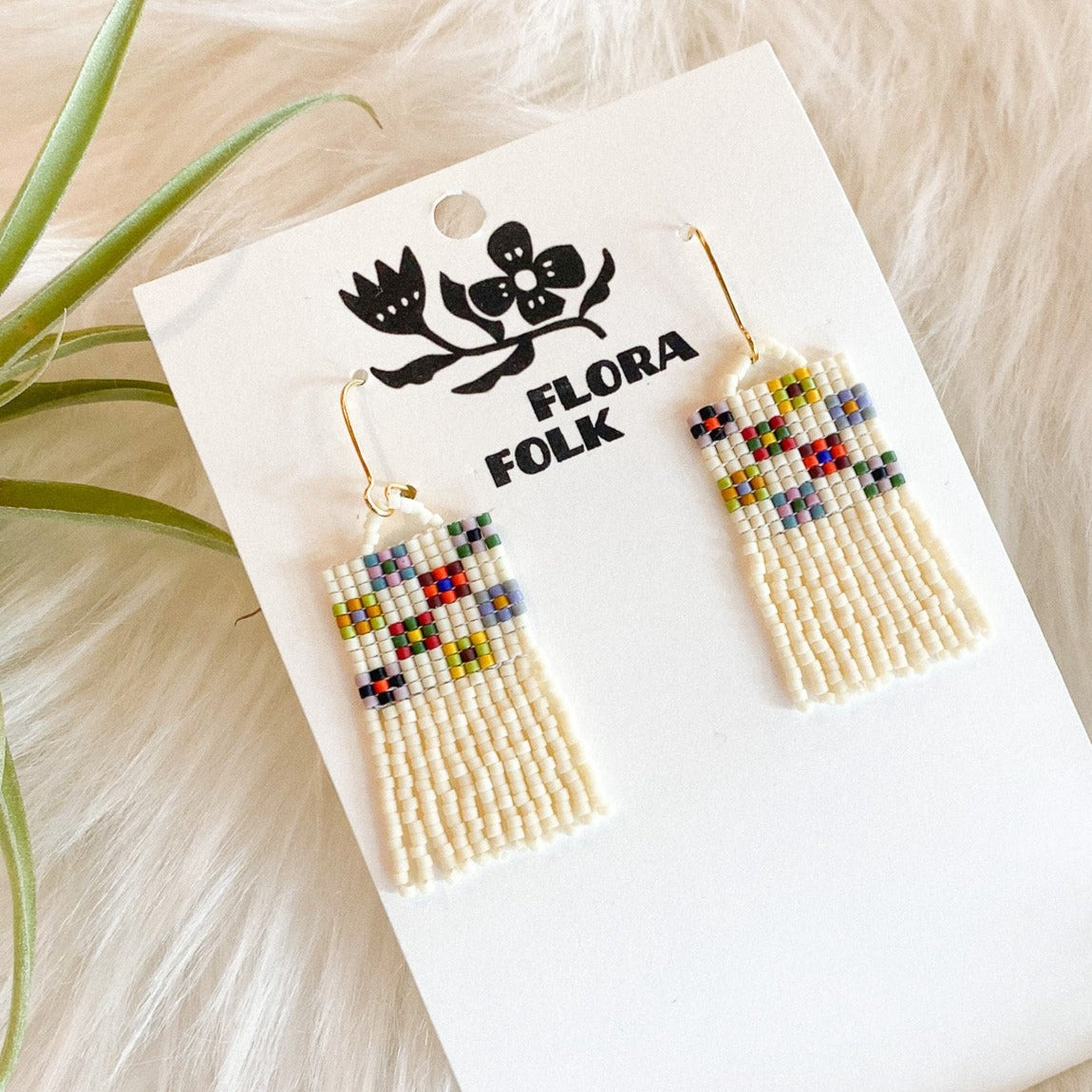 Cream Quilted Earrings | Short by Flora Folk