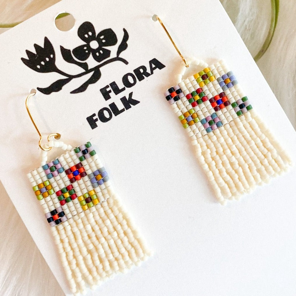 Cream Quilted Earrings | Short by Flora Folk