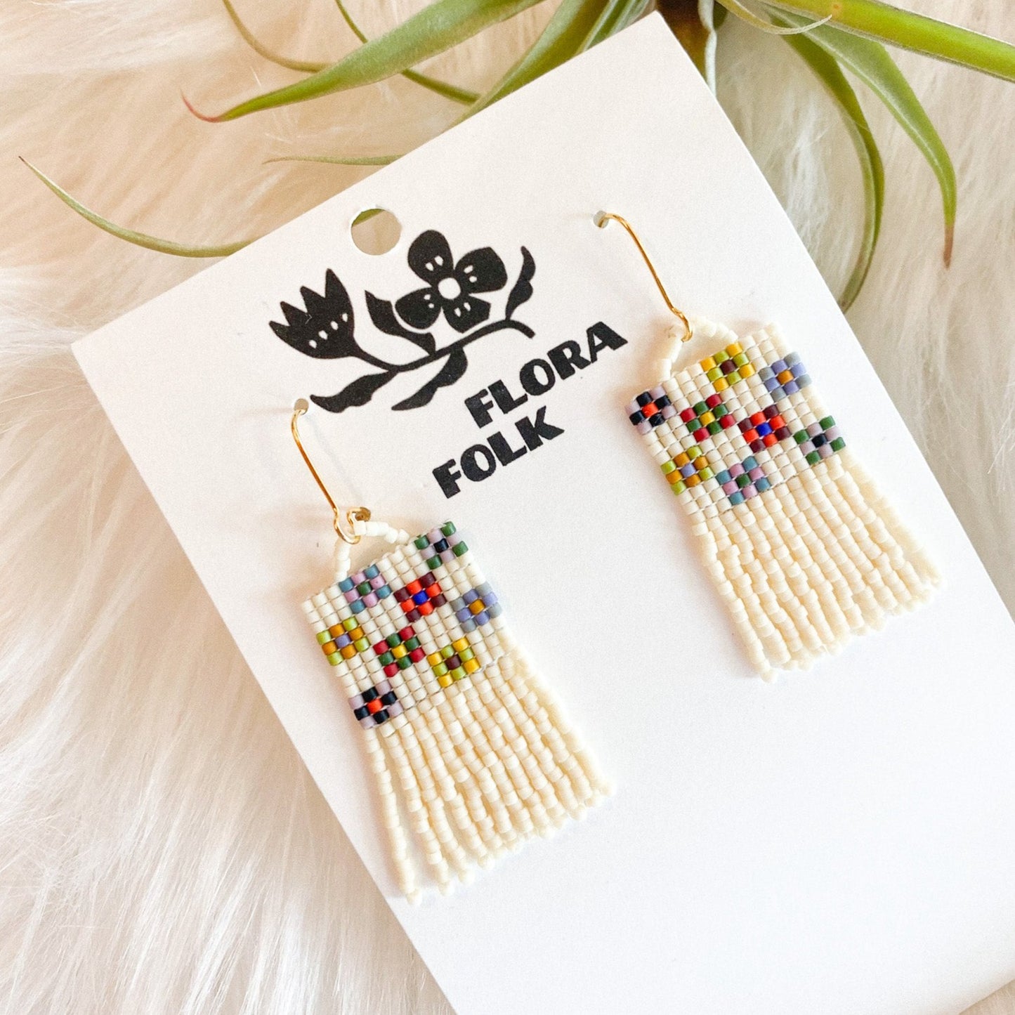 Cream Quilted Earrings | Short by Flora Folk
