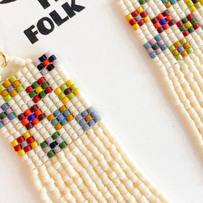 Cream Quilted Earrings | Long by Flora Folk