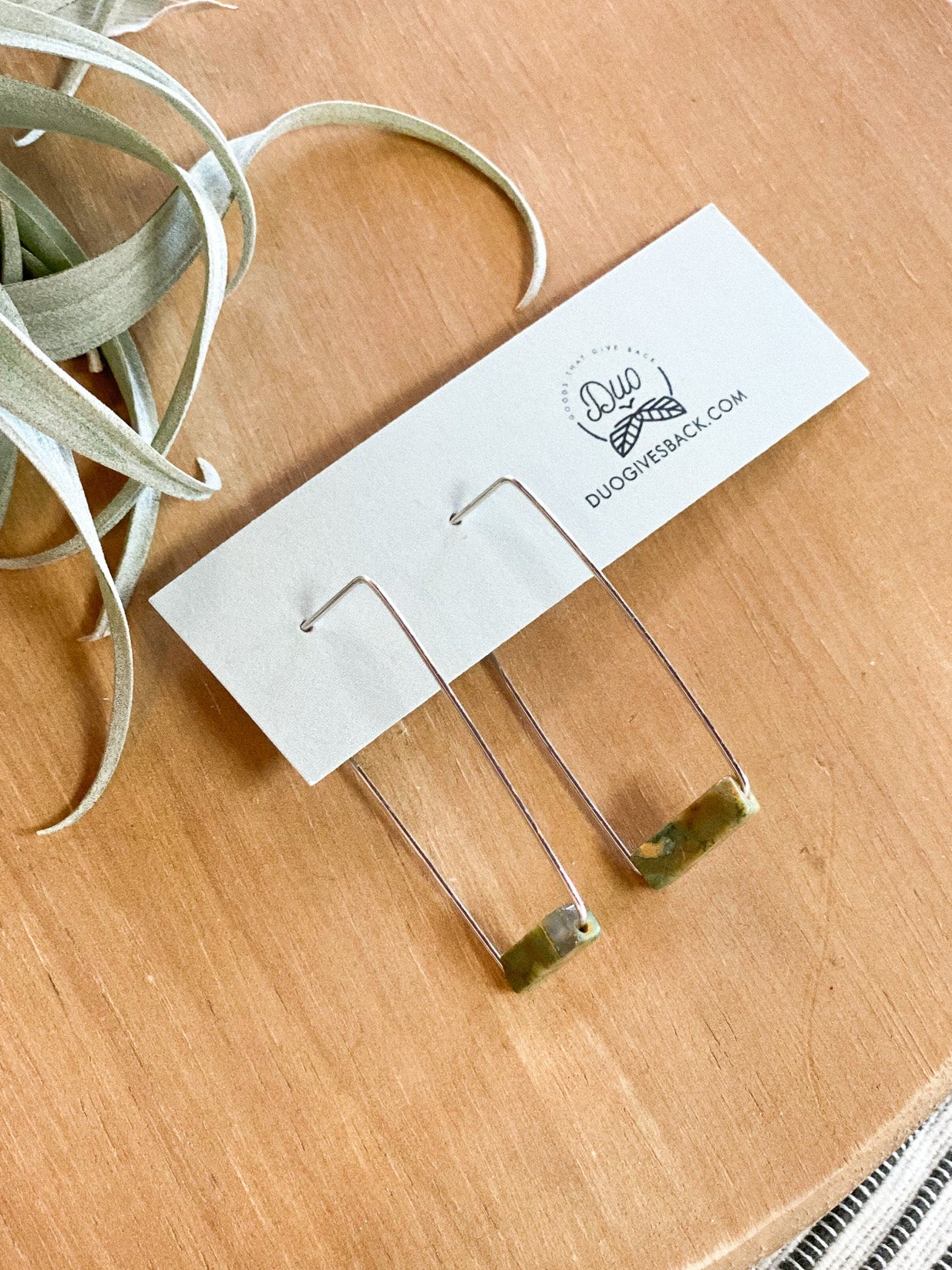 Rectangle Stone Earrings by DUO Goods