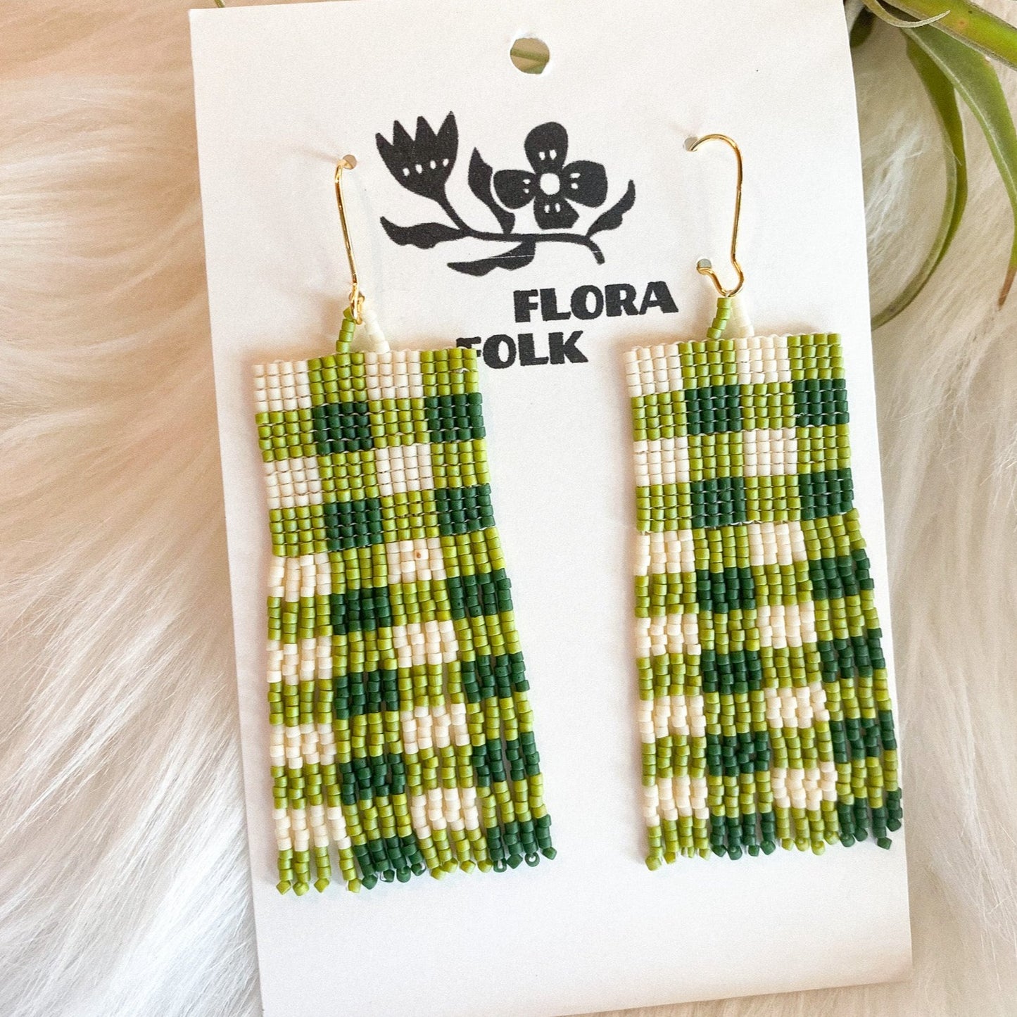 Lichen Gingham Earrings by Flora Folk