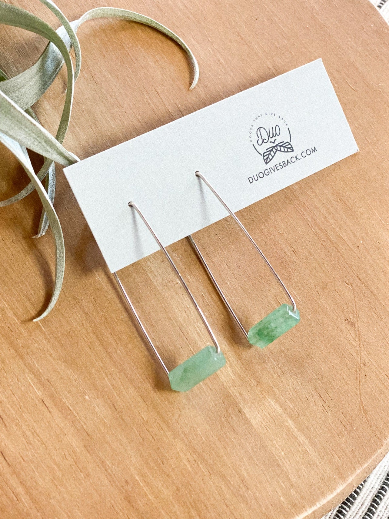 Rectangle Stone Earrings by DUO Goods