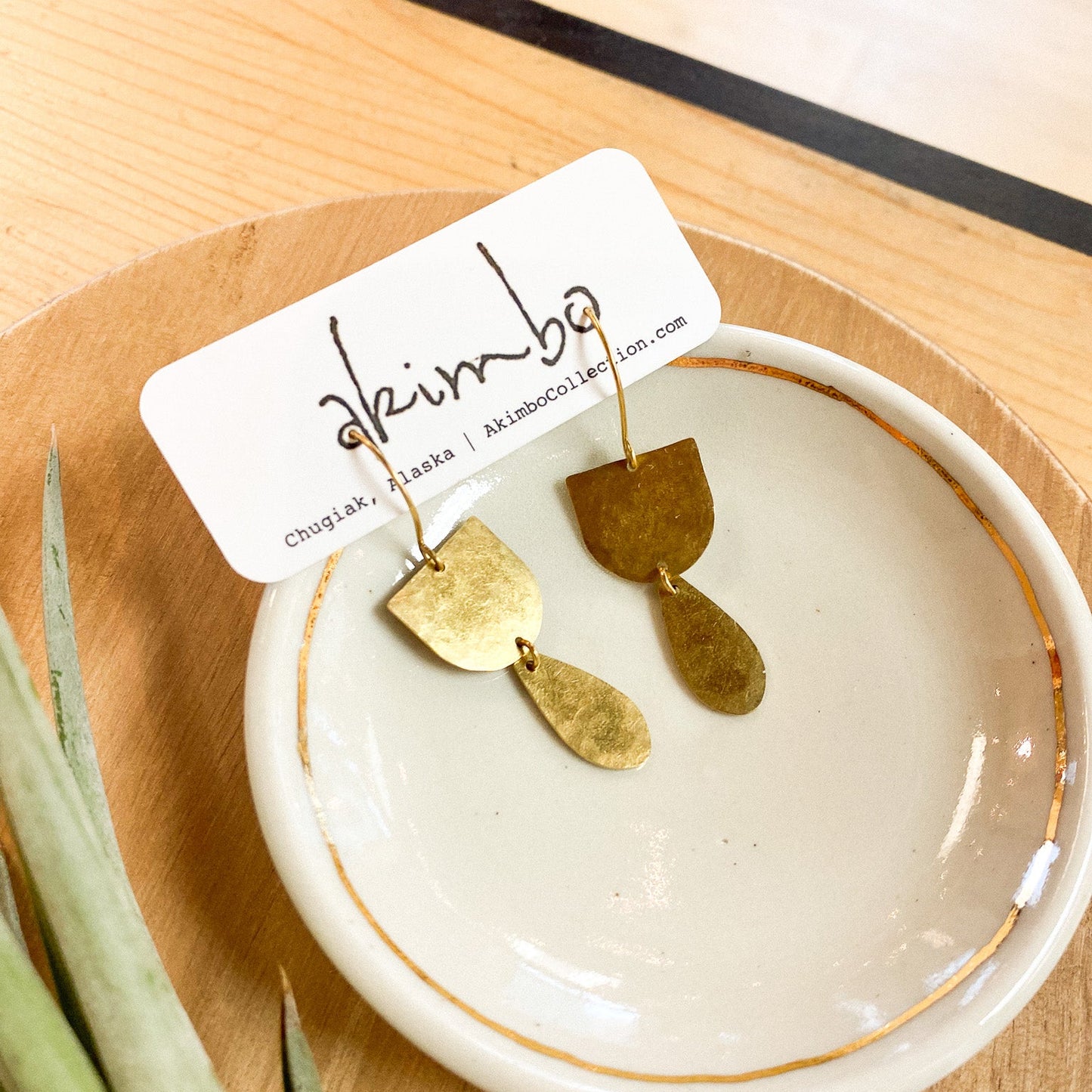 Brass + Brass Athena Earrings by Akimbo Collection