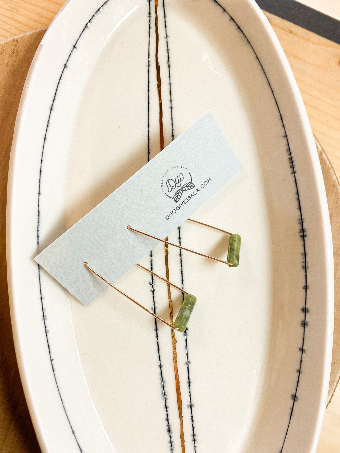 Rectangle Stone Earrings by DUO Goods